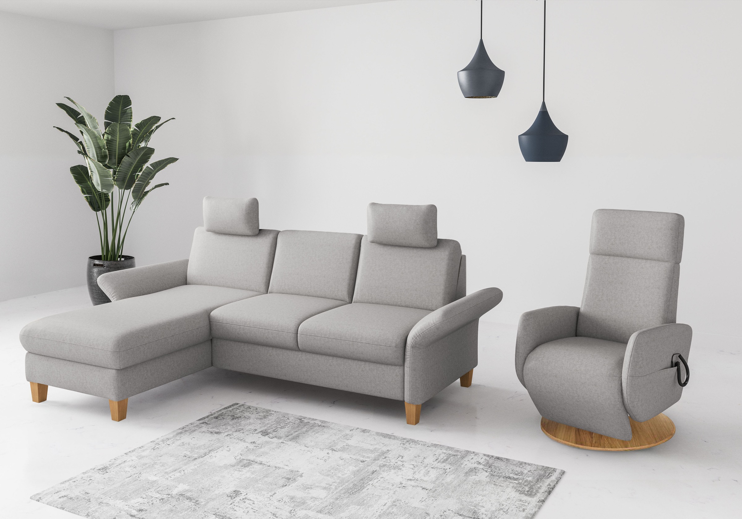 Home affaire Ecksofa »Rochelle«, wahlweise mit Armlverstellung, Klappbett mit Rollen & Bettkasten