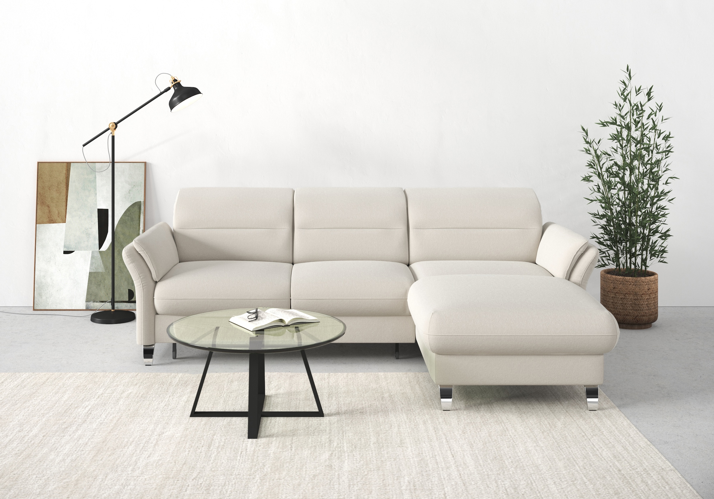 sit&more Ecksofa »Grenoble L-Form mit Federkern«, wahlweise mit Bettfunktion, Bettkasten, Arm- und Kopfteilverstellung