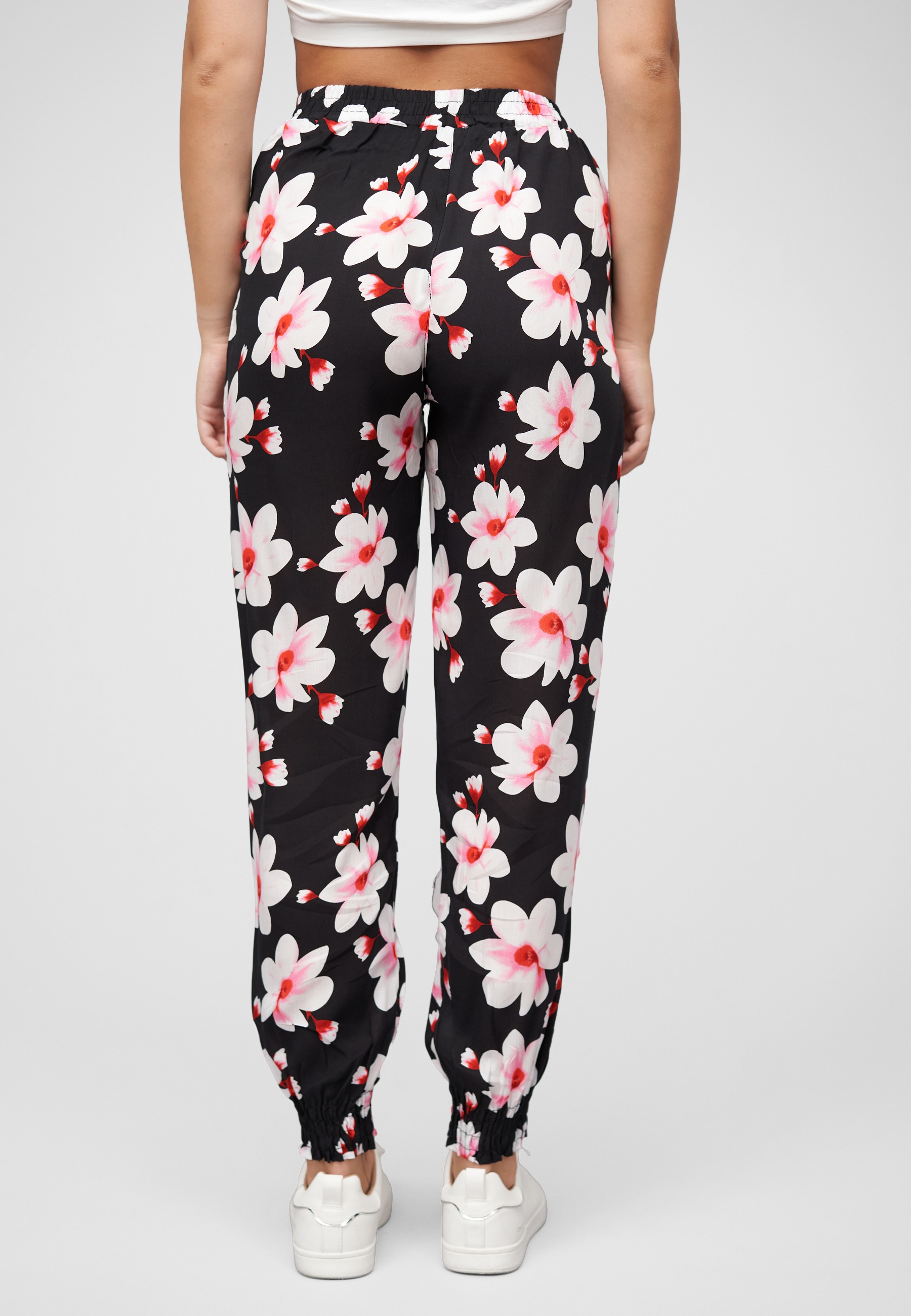 CLOUD 5IVE Stoffhose »CLOUD 5IVE Viskose Hose mit Bündchen 2-Pockets & Big Flowers«