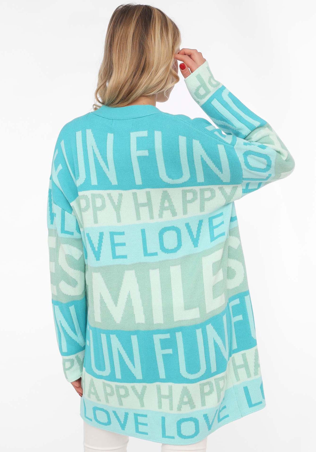Zwillingsherz Cardigan »"Smile Fun Happy"«, mit Schriftzug und Streifen