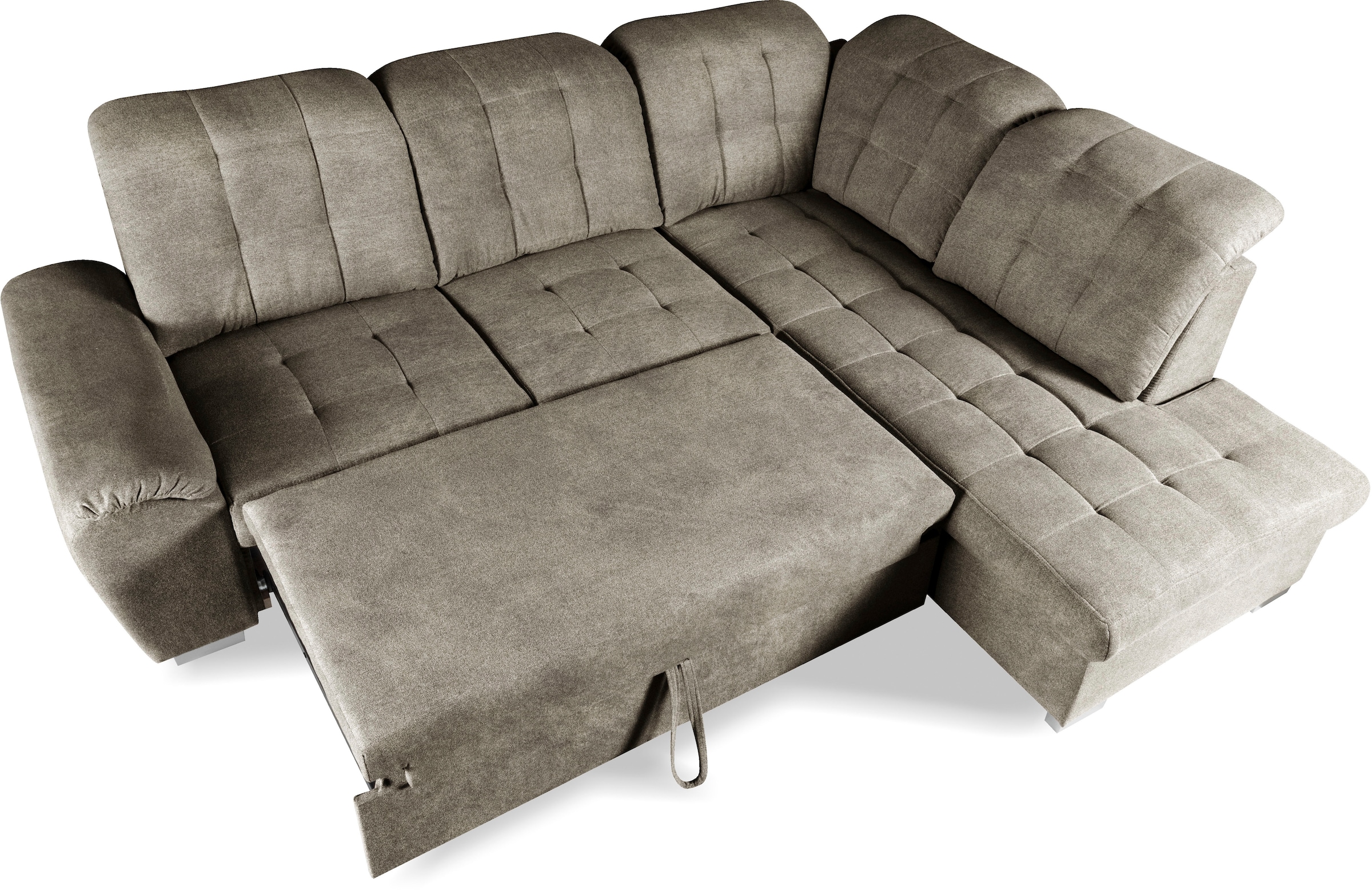 WERK2 Ecksofa »Brindisi, Multifunktion, bequem & komfortabel, Breite 263cm, L-Form«, mit verstellbaren Kopfteilen, Bettfunktion & Bettkasten