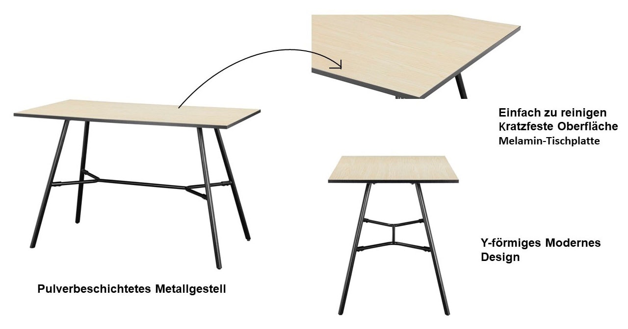 INOSIGN Esstisch »Cannington«, (Tisch, Küchentisch, Auszugstisch, TOPSELLER!), Metall Gestell, Tischplatte aus MDF