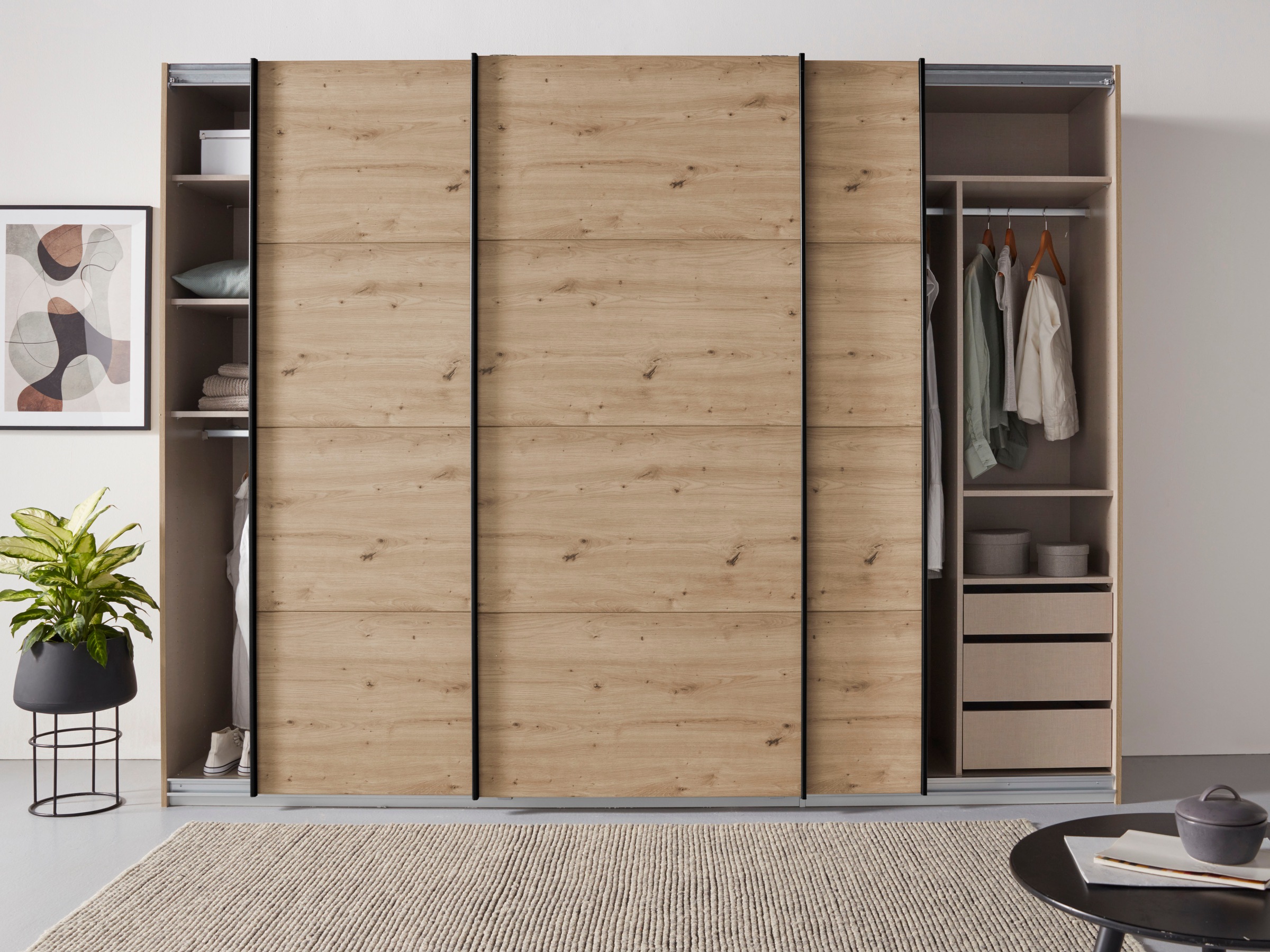 rauch Schwebetürenschrank »Kleiderschrank Schrank Garderobe TOPSELLER OTELI inkl. Inneneinteilung«, mit 3 Innenschubladen sowie zusätzlichen Einlegeböden MADE IN GERMANY