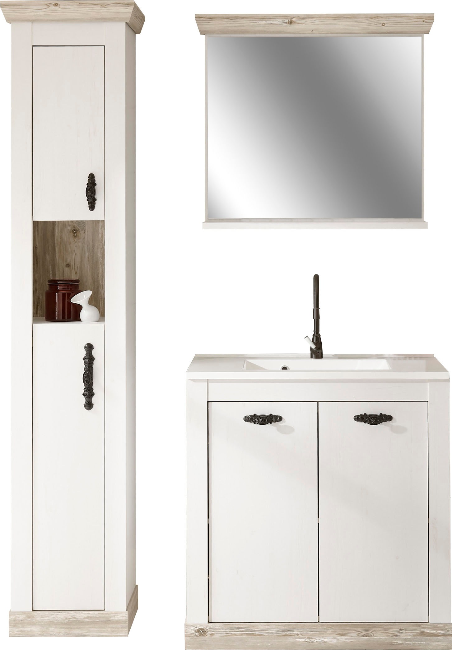 Home affaire Badmöbel-Set »Florenz, Bad im Landhausstil, 3-teiliges Badezim günstig online kaufen