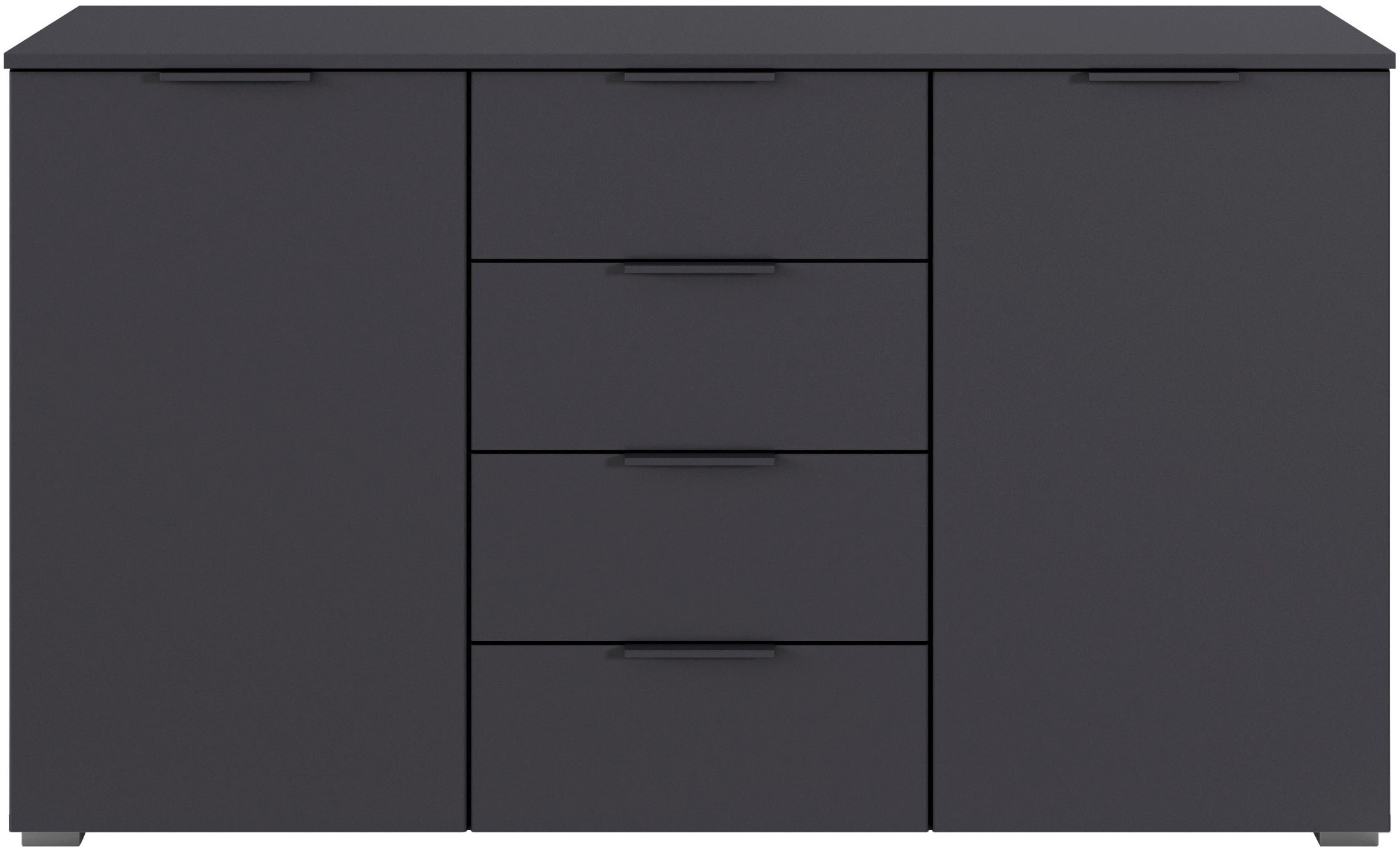 rauch Kombikommode »Sideboard Schubladenkommode AGORDO mit Dekor- oder Hochglanzfront«, (in zwei Griff-Farben, Breite 120 cm inkl. Soft-Close-Funktion), vier große Schubladen, mit insgesamt 4 Einlegeböden MADE IN GERMANY