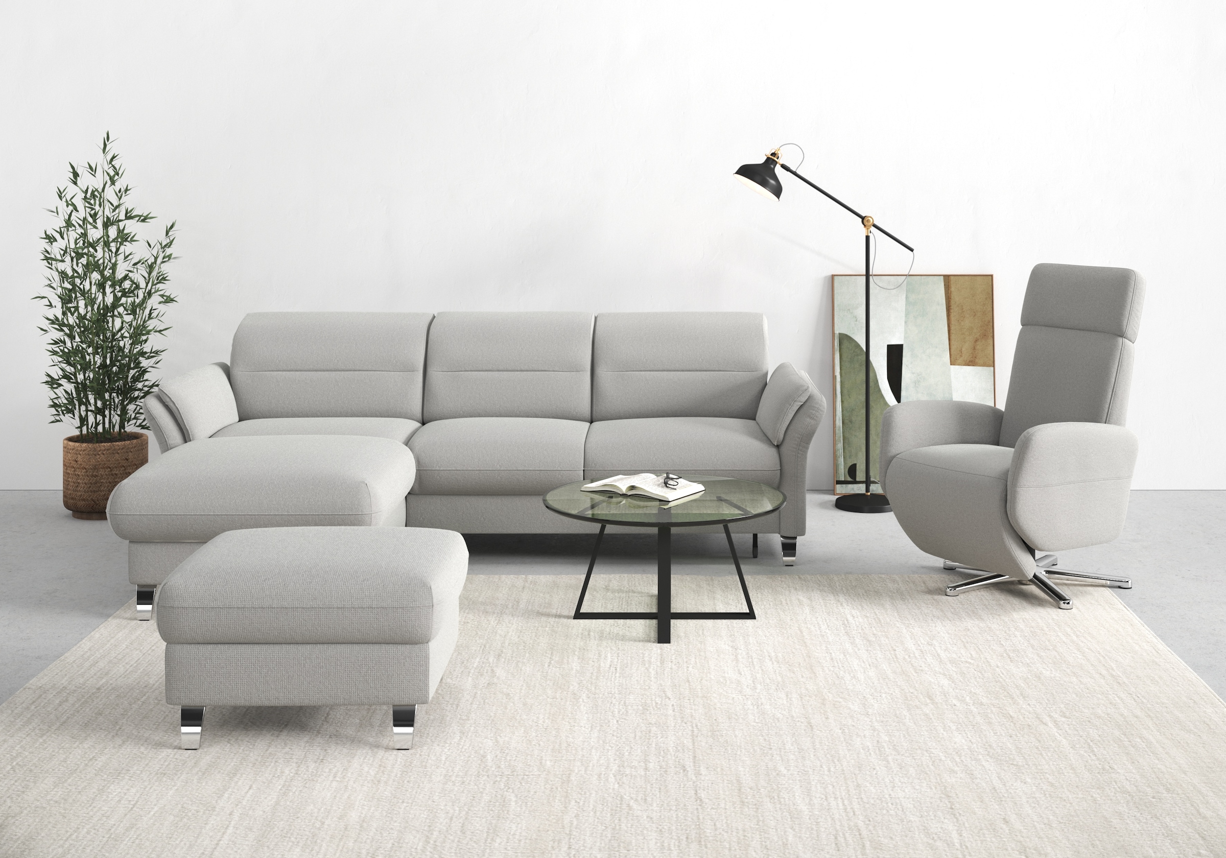 sit&more Ecksofa »Grenoble L-Form mit Federkern«, wahlweise mit Bettfunktio günstig online kaufen