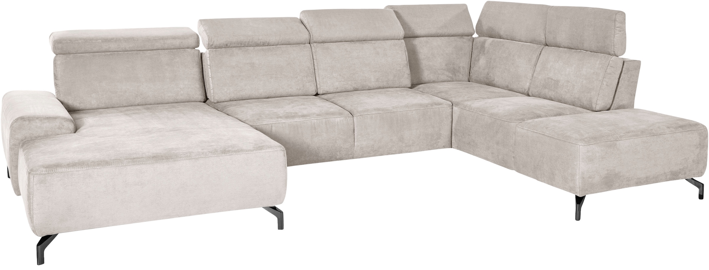 sit&more Wohnlandschaft »Gizeh U-Form« 12 cm Fußhöhe, inklusive Sitztiefenverstellung und Kopfteilverstellung