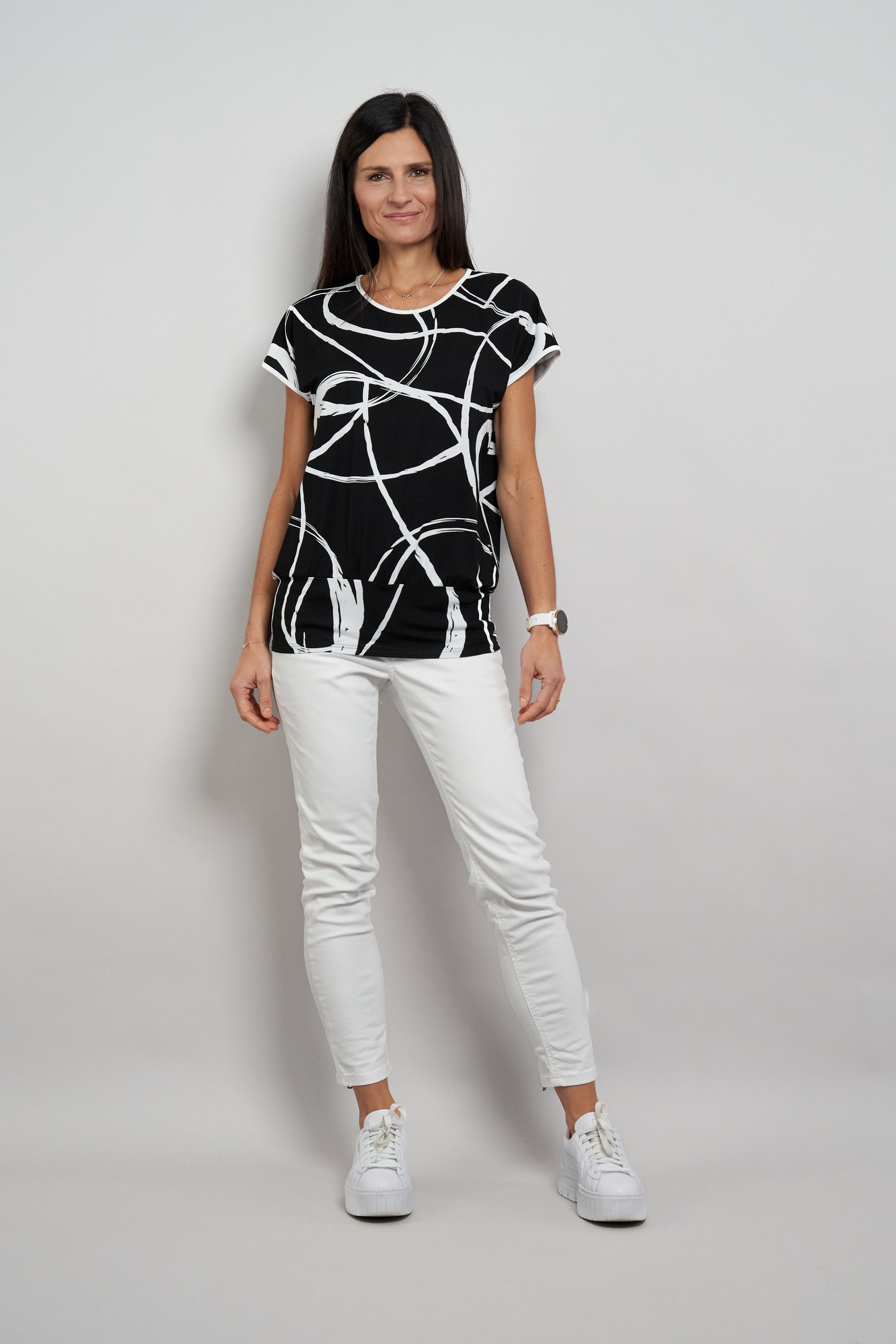 Seidel Moden Kurzarmshirt mit grafischem Muster - Rundhals  - MADE IN GERMANY