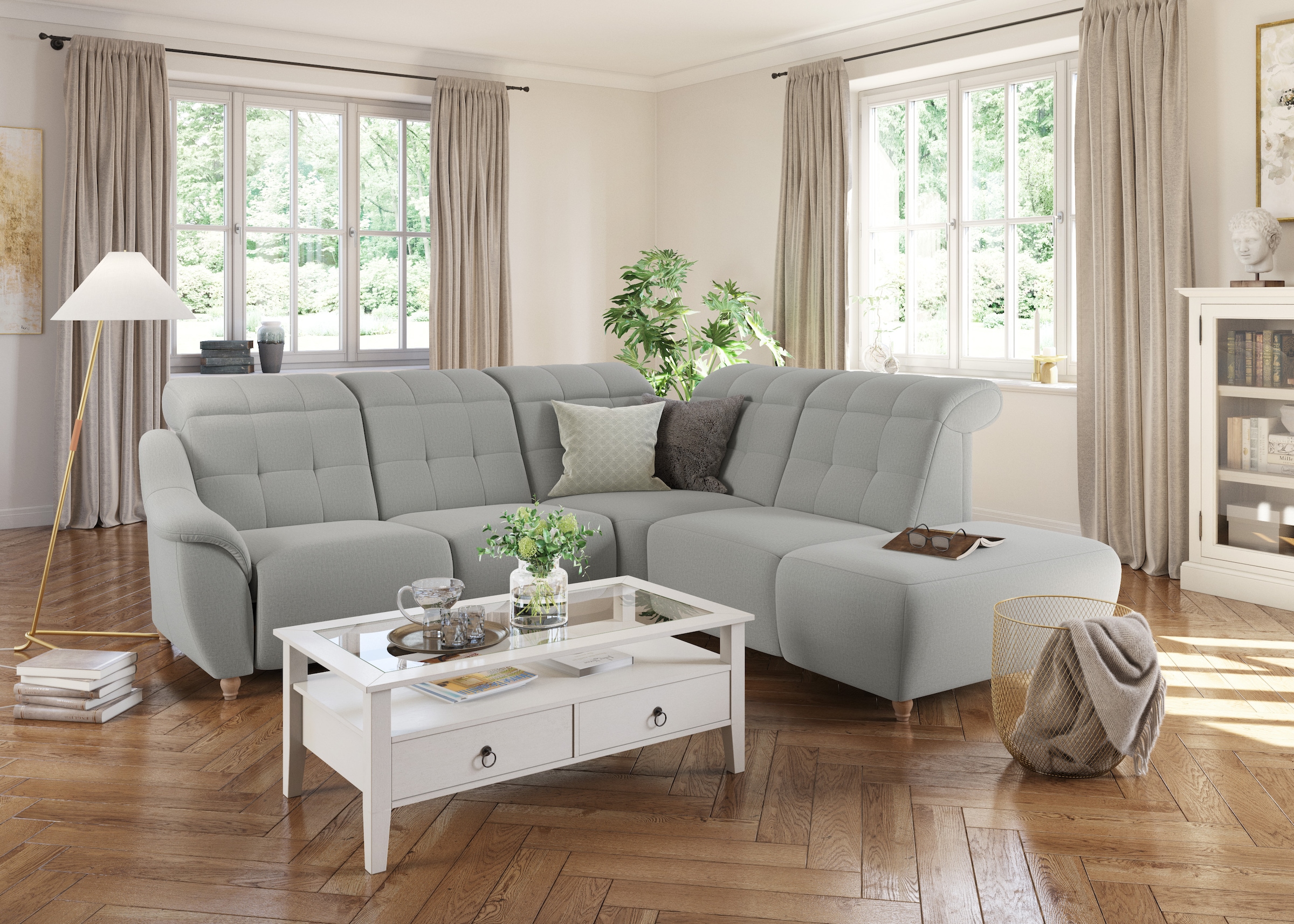 Home affaire Ecksofa »Boston L-Form« Kopfteilverstellung an jeder Sitzfläche, wahlweise Relaxfunktion