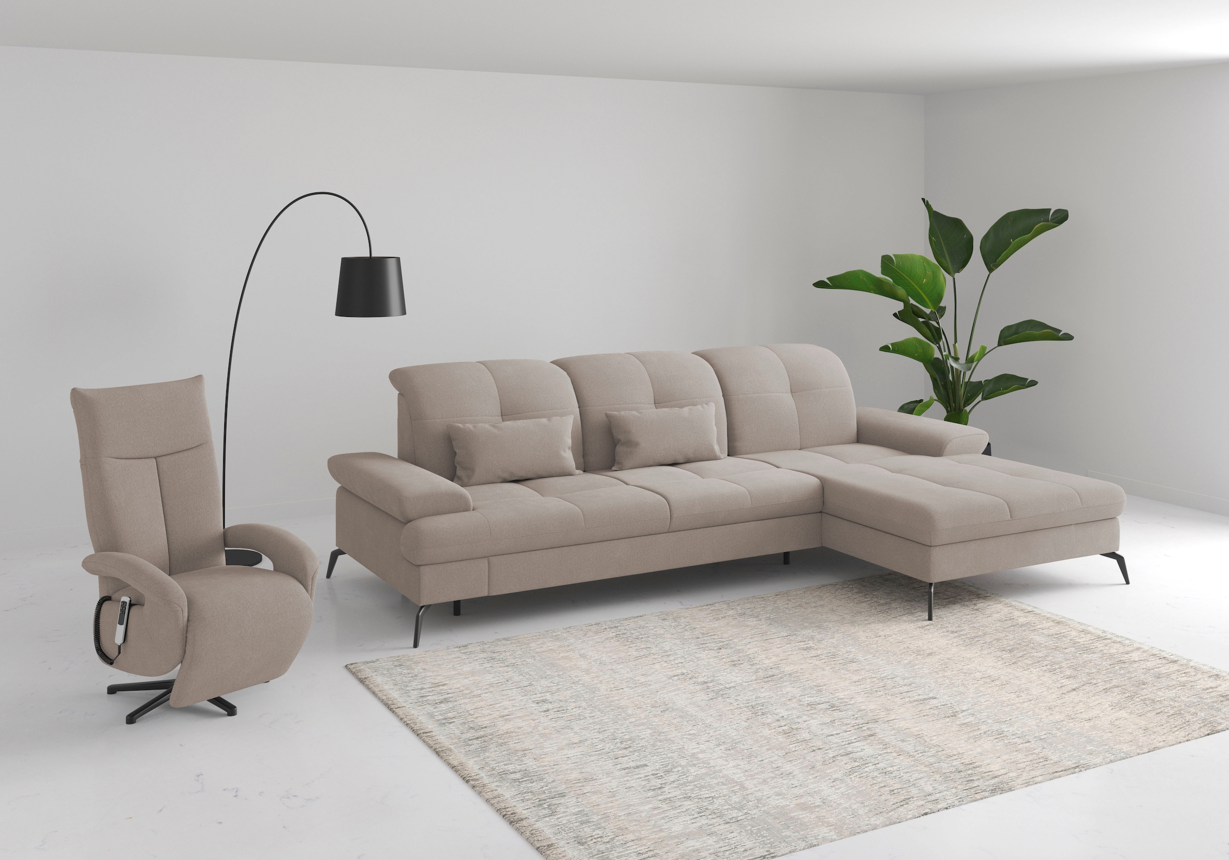 sit&more Ecksofa »Amica, L-Form, inkl. Sitztiefenverstellung & Armteilverstellung«, wahlweise mit Bettfunktion, Bettkasten und Kopfteilverstellung