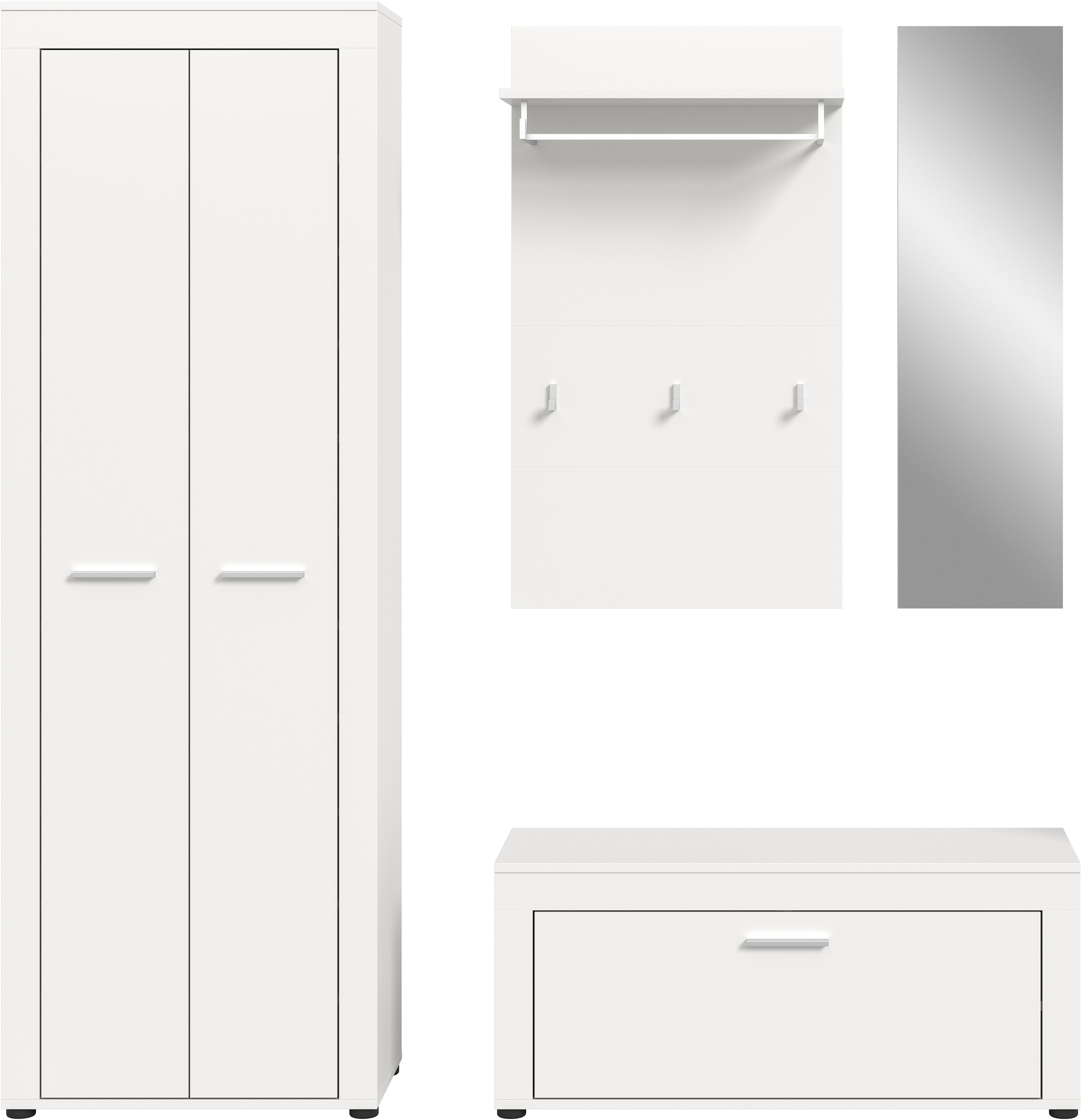 INOSIGN Garderoben-Set, (Set, 4 St.), Aosta, Höhe 191 cm, 4-tlg. Garderobenset, Flur, Diele