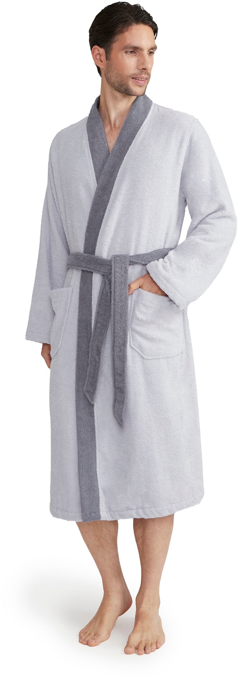Möve Unisex-Bademantel »Superwuschel Kimono mit Blende« 1 Stk. tlg., ideal für Sauna & Spa, Hotelbademantel