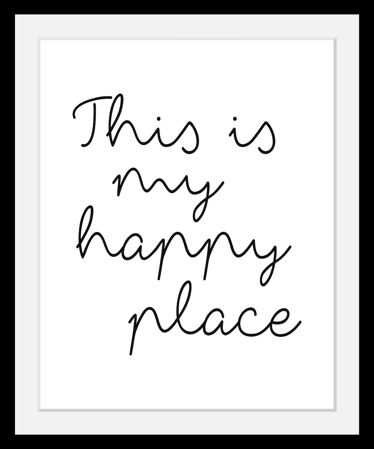 queence Bild »happy place«, Schwarz-Weiß-Schriftzug-Motivationsbilder-Fashi günstig online kaufen