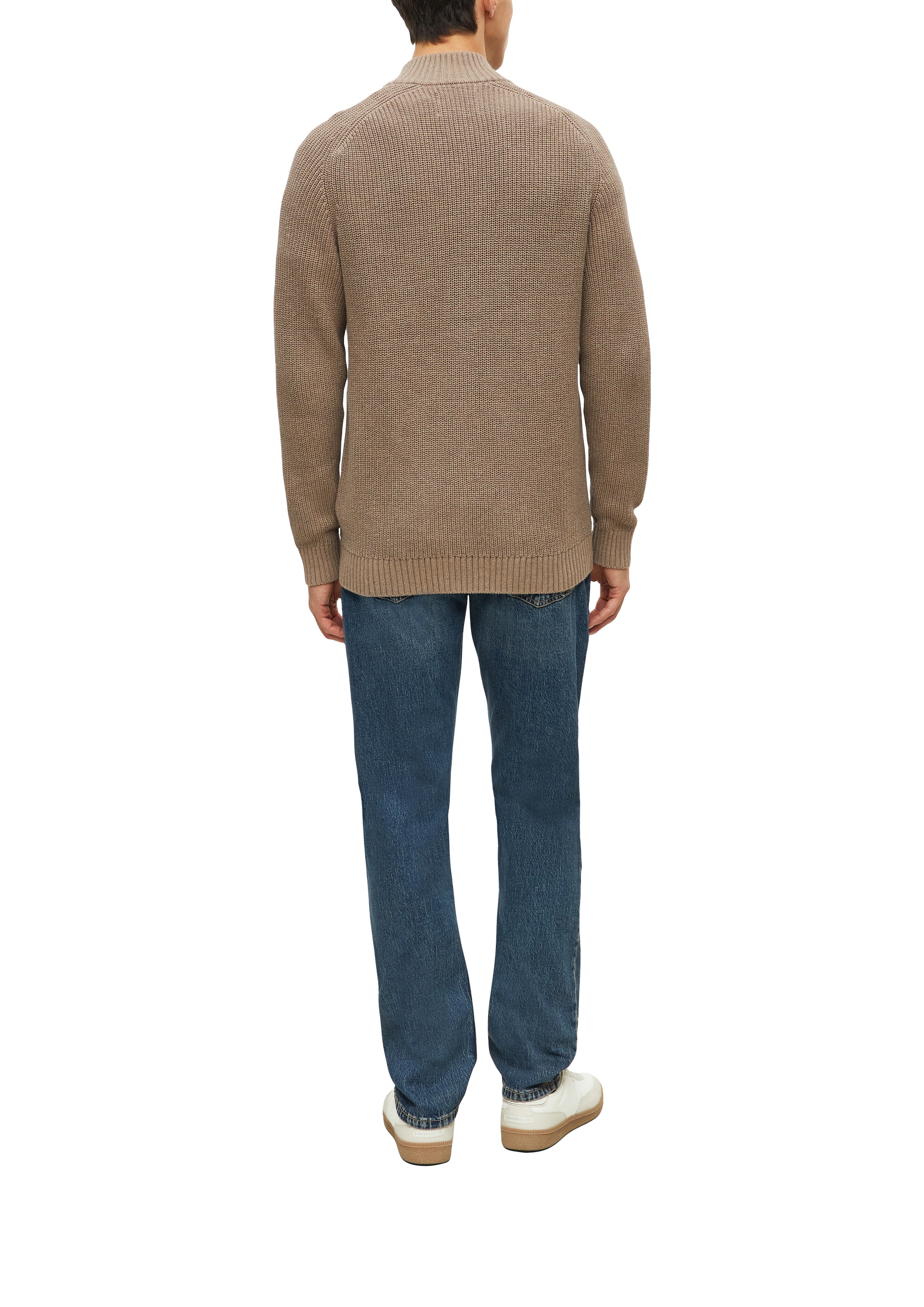 s.Oliver Strickjacke Stehkragen, Rippstrick, Baumwolle