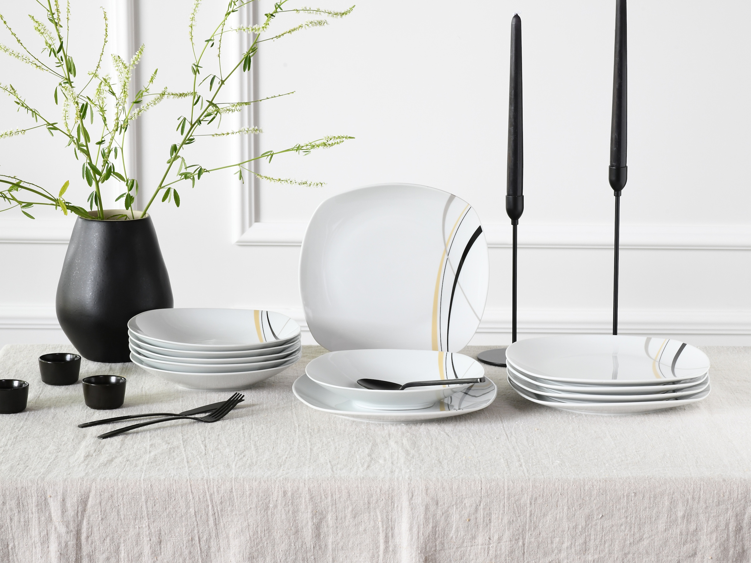CreaTable Tafelservice »Square City Line, Tafel-Service 12-tlg«, (Set, 12 tlg.), Moderner Urban Style