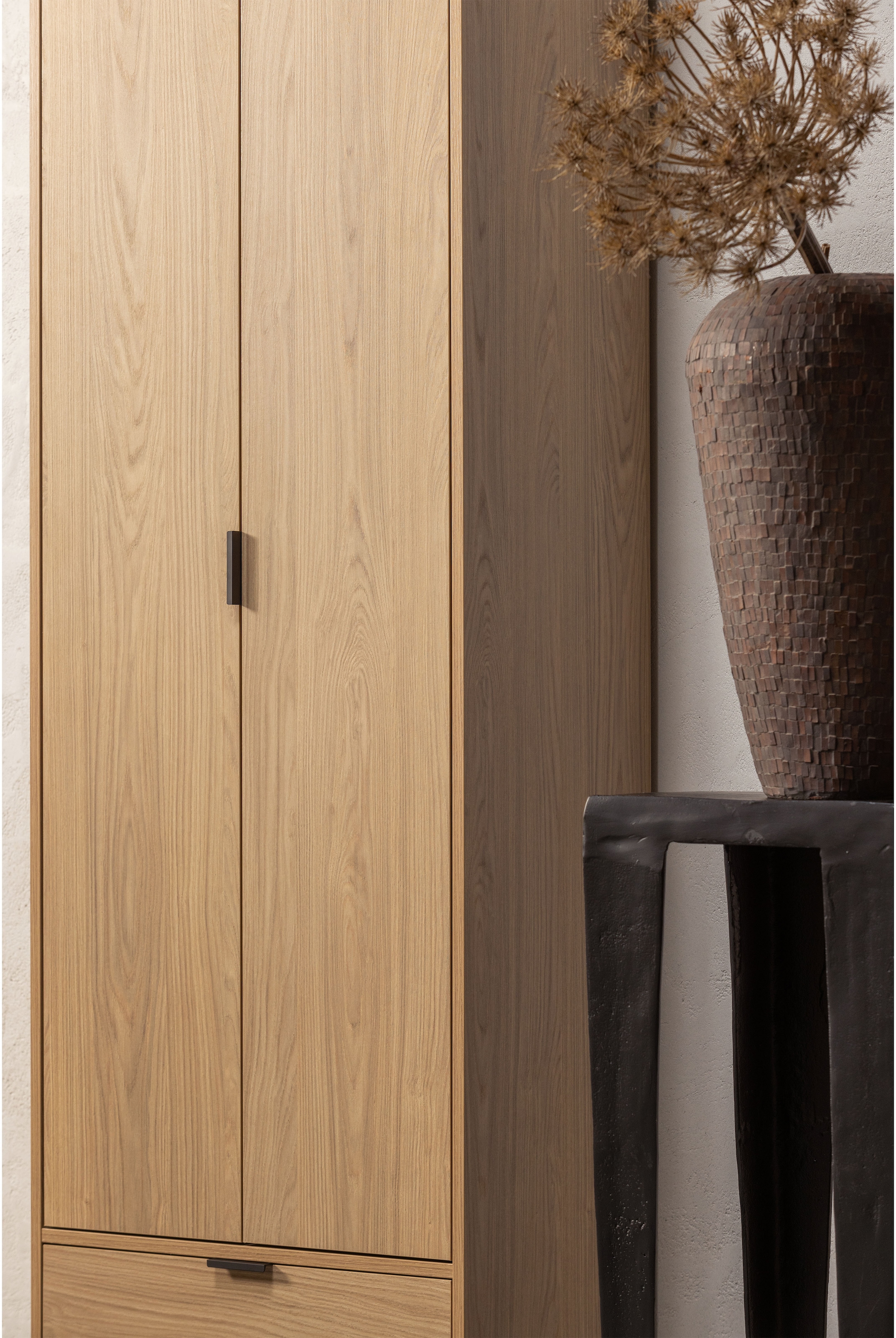 WOOOD Mehrzweckschrank »WOOOD SILAS SCHRANK EICHE DEKOR [fsc]« schmaler Hochschrank aus Eichenmelamin, modernes Design, viel Stauraum