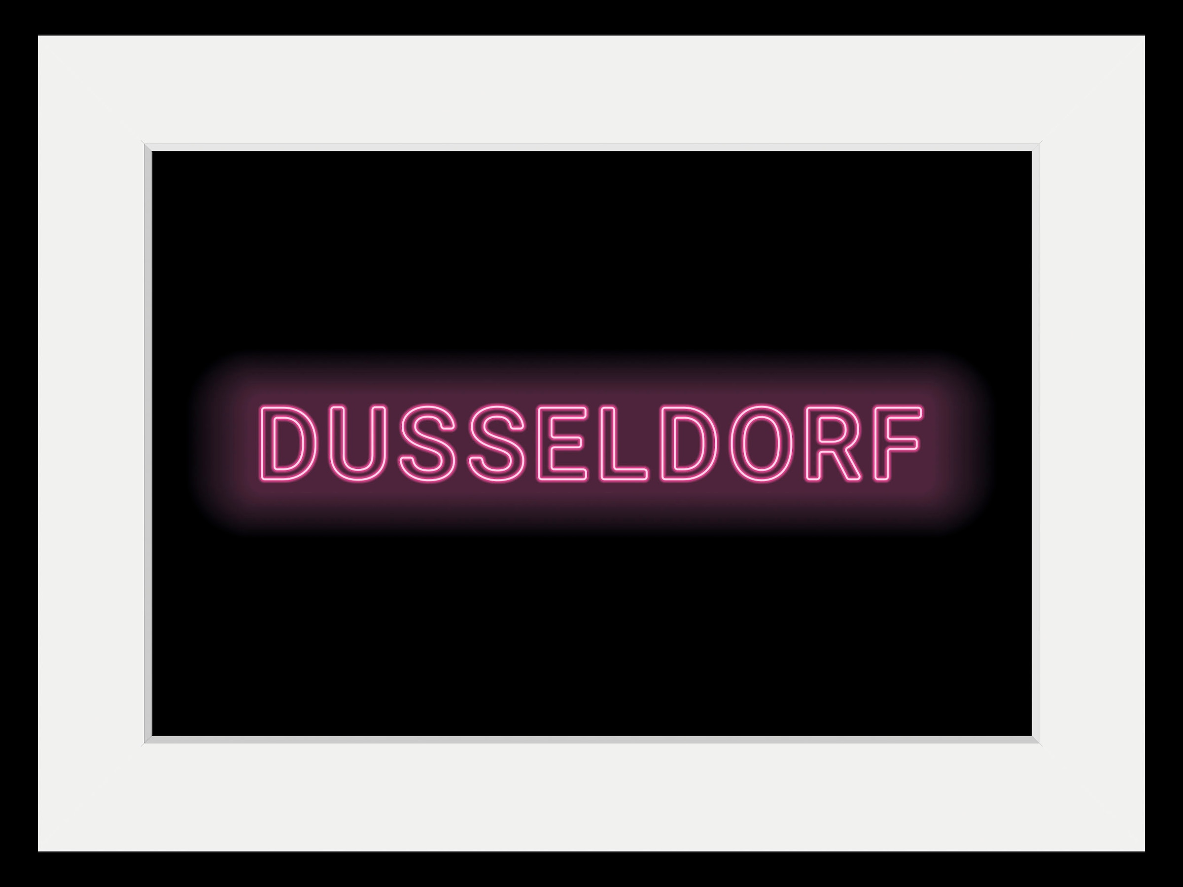 queence Bild »DÜSSELDORF LIGHTS«, Städte-Schriftzug-Düsseldorf, (1 St.), HD Premium Poster-Druck inkl. Holzrahmen