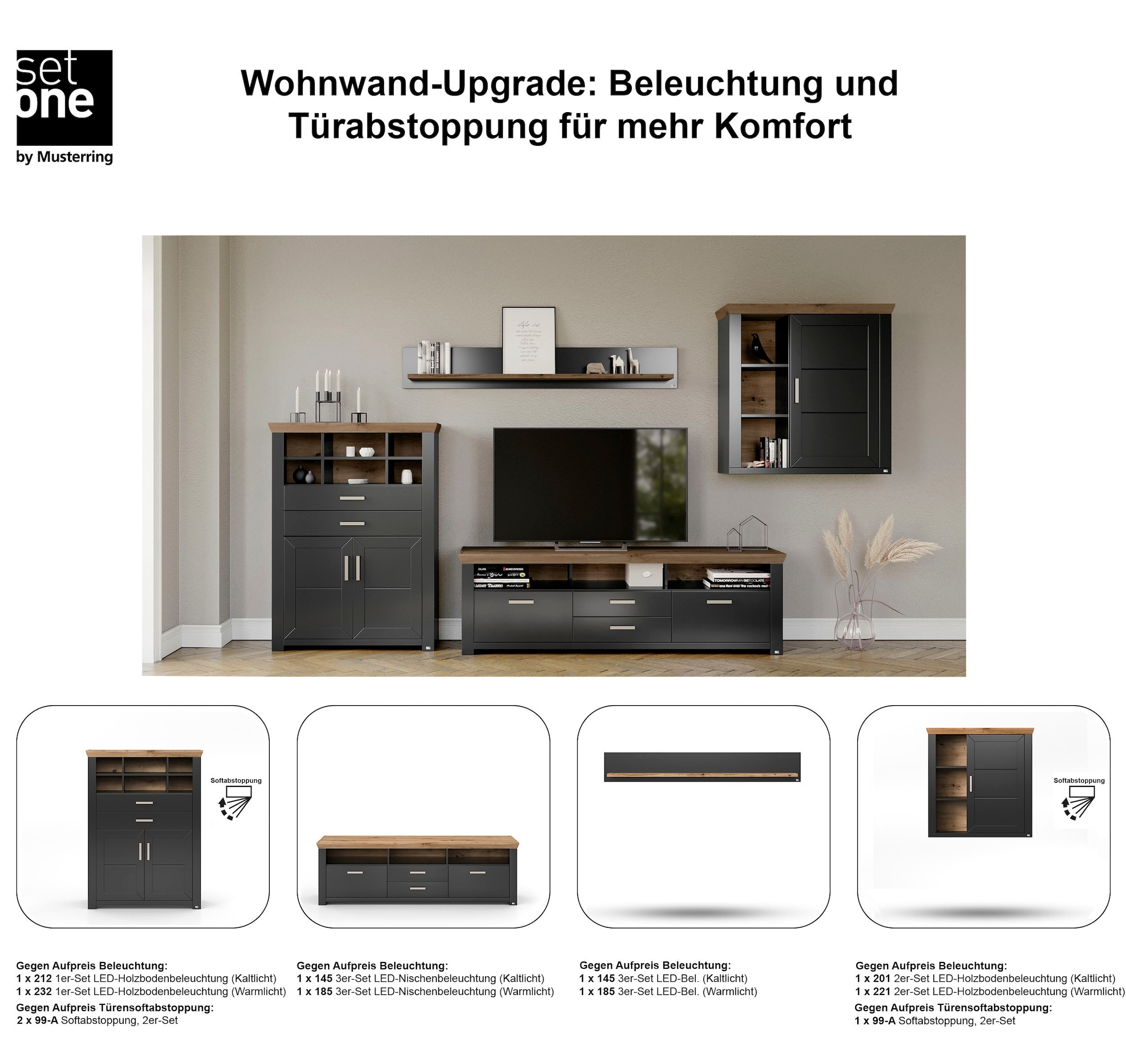 set one by Musterring Wohnwand »York« Set, 4 Stk. tlg.