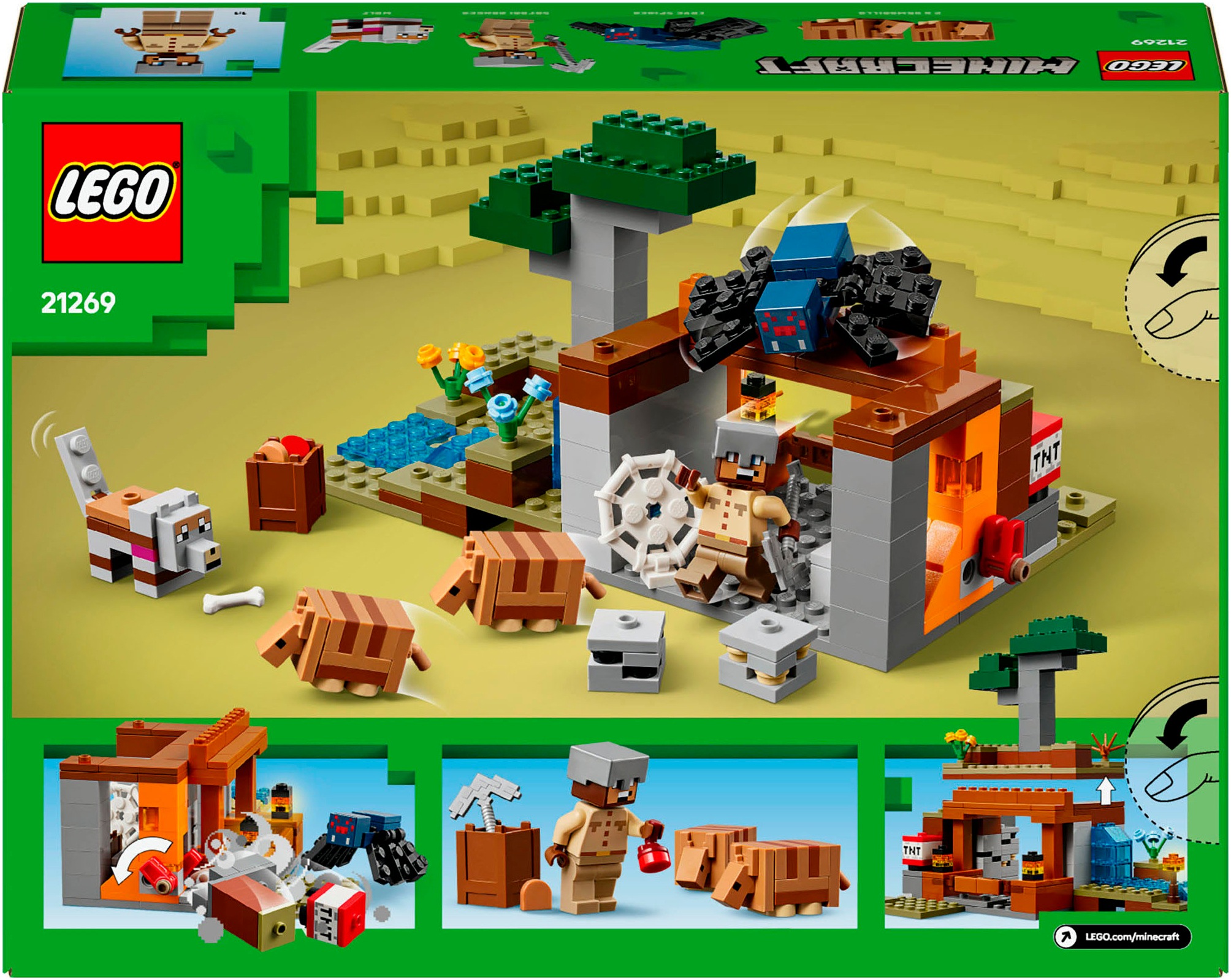LEGO® Konstruktionsspielsteine »Die Expedition zur Gürteltiermine (21269), LEGO Minecraft«, (247 St.), Made in Europe
