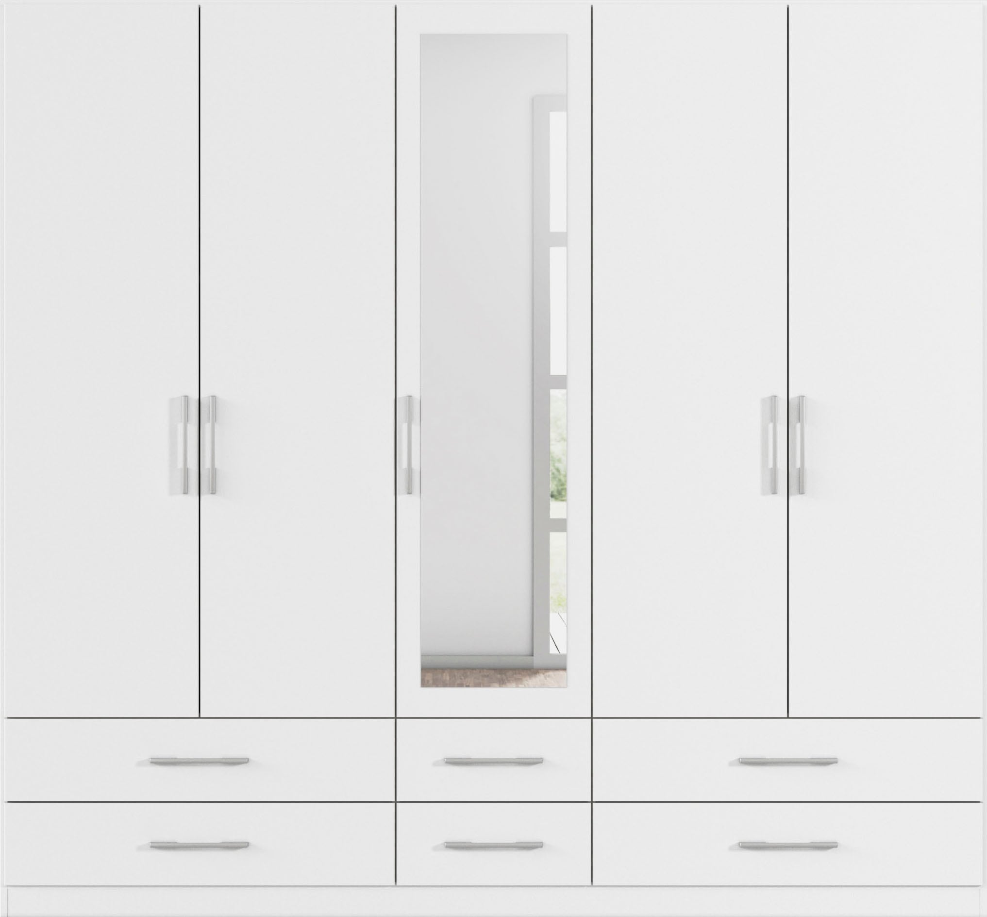 rauch Kleiderschrank »Schrank Garderobenschrank Mehrzweckschrank Schlafzimmer HERSBRUCK« 3 verschiedene Ausstattungen BASIC/CLASSIC/PREMIUM (inkl. SOFT-CLOSE),  mit großzügigen Schubladen sowie Spiegeltüren MADE IN GERMANY