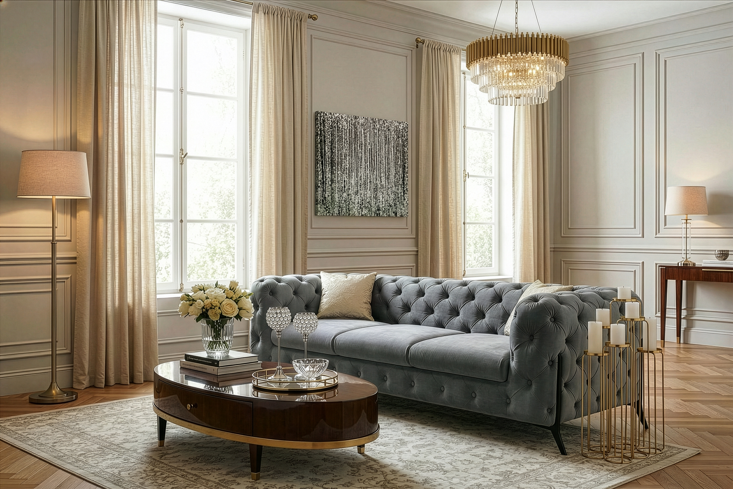 Home affaire Chesterfield-Sofa »Amaury« aufwändige Knopfheftung, moderne Chesterfield Optik, Fußfarbe wählbar