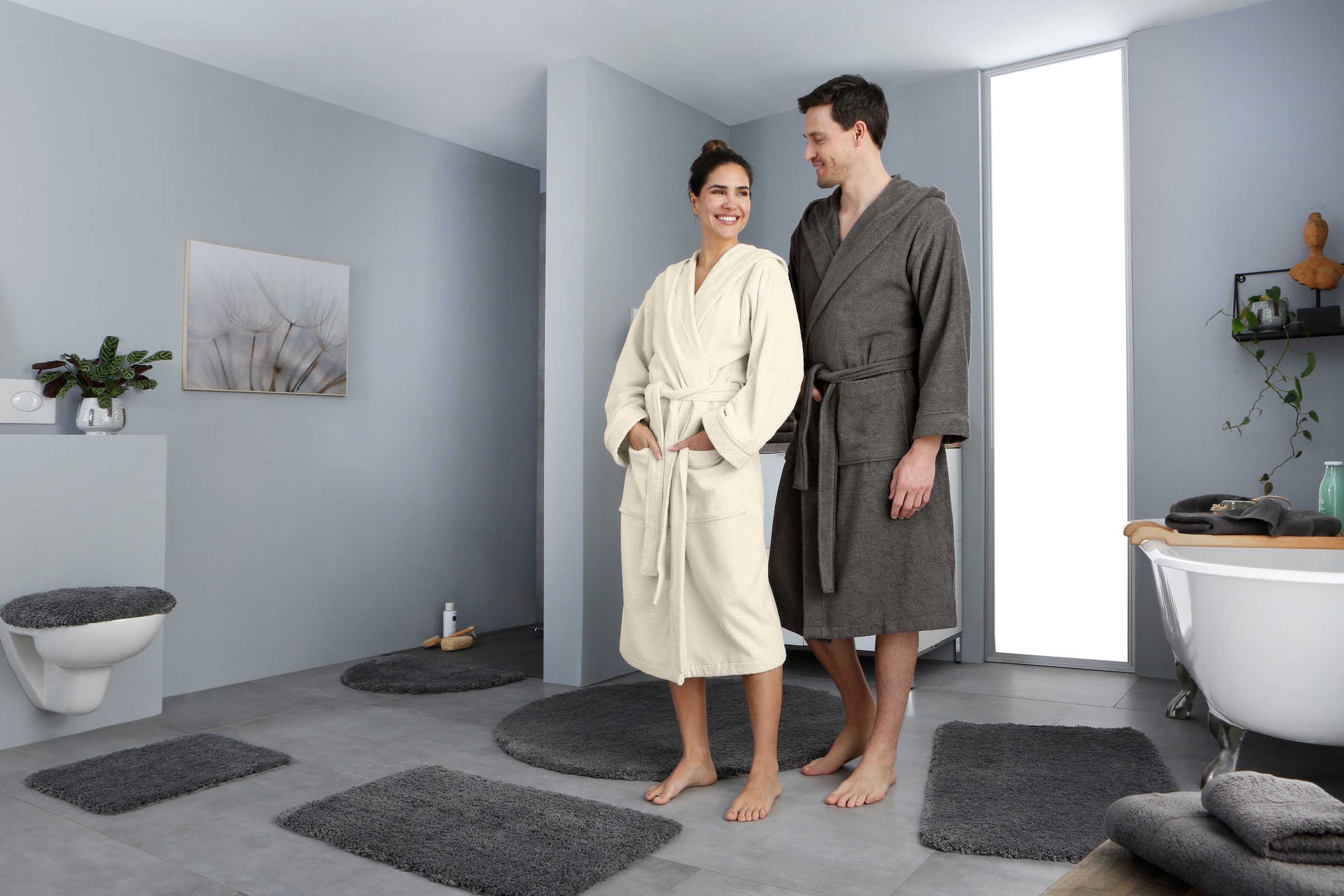 my home Badematte »Sanremo, Badvorleger, Badezimmer Teppich, sehr weich«, rutschhemmend beschichtet, fußbodenheizungsgeeignet-schnell trocknend, Badteppich, unifarben, rechteckig, rund & als 3-tlg. Set erhältlich
