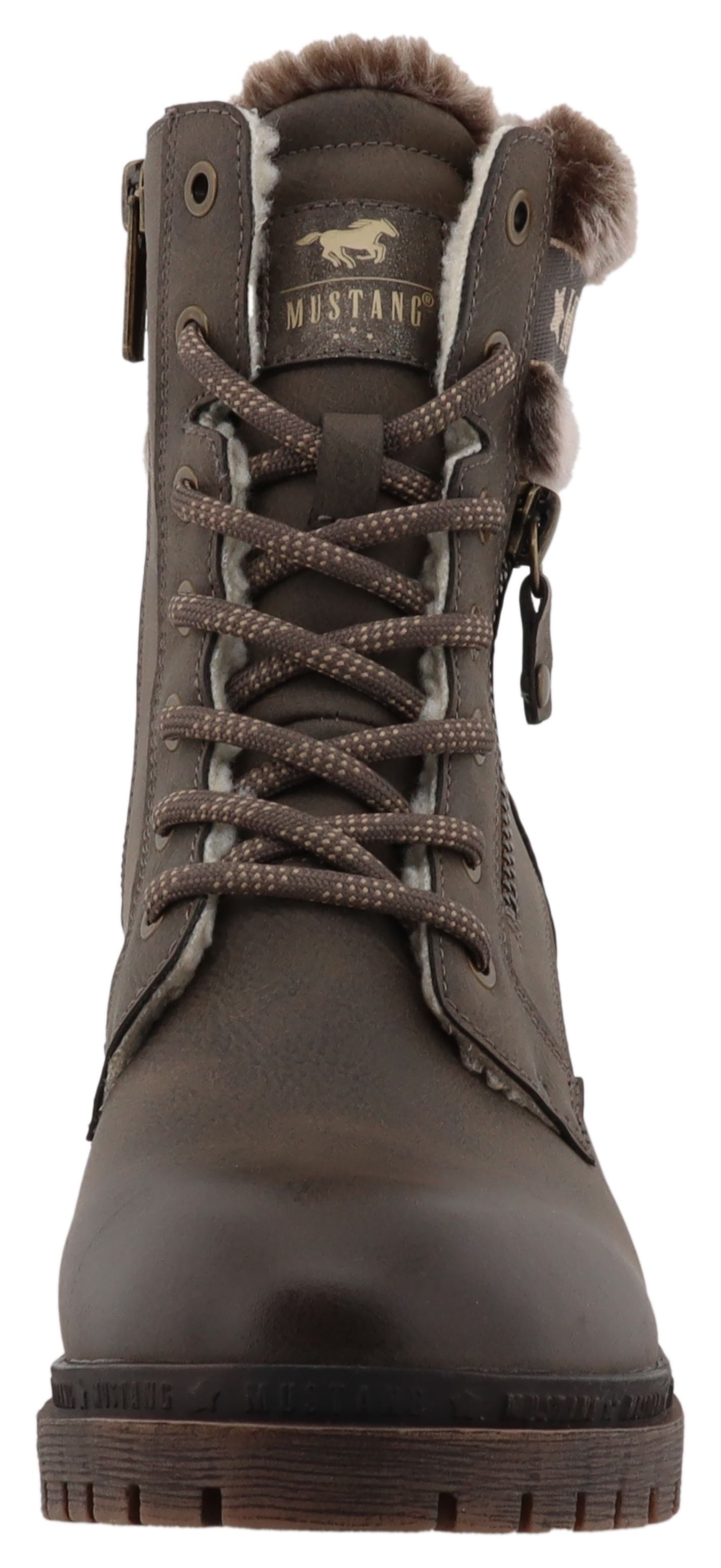 Mustang Shoes Winterstiefelette »Leila«  Winterstiefel mit Kunstfellkragen und Blockabsatz