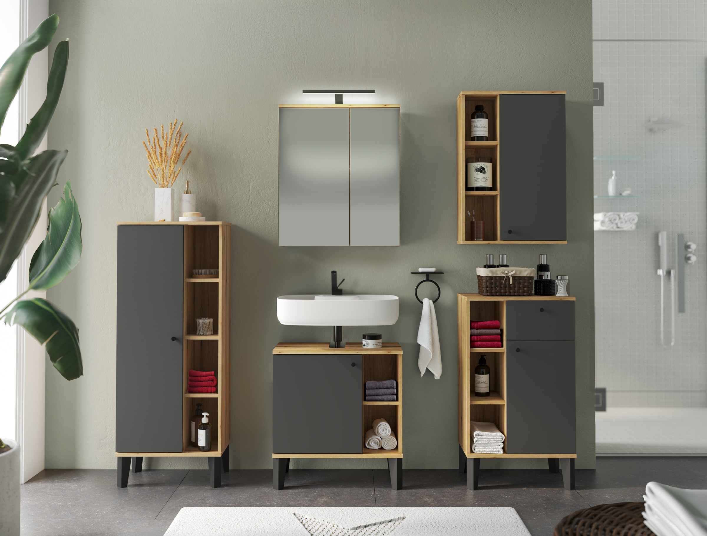 INOSIGN Badmöbel-Set »OSLO, Bad im skandinavischen Design, 5-teiliges Badez günstig online kaufen