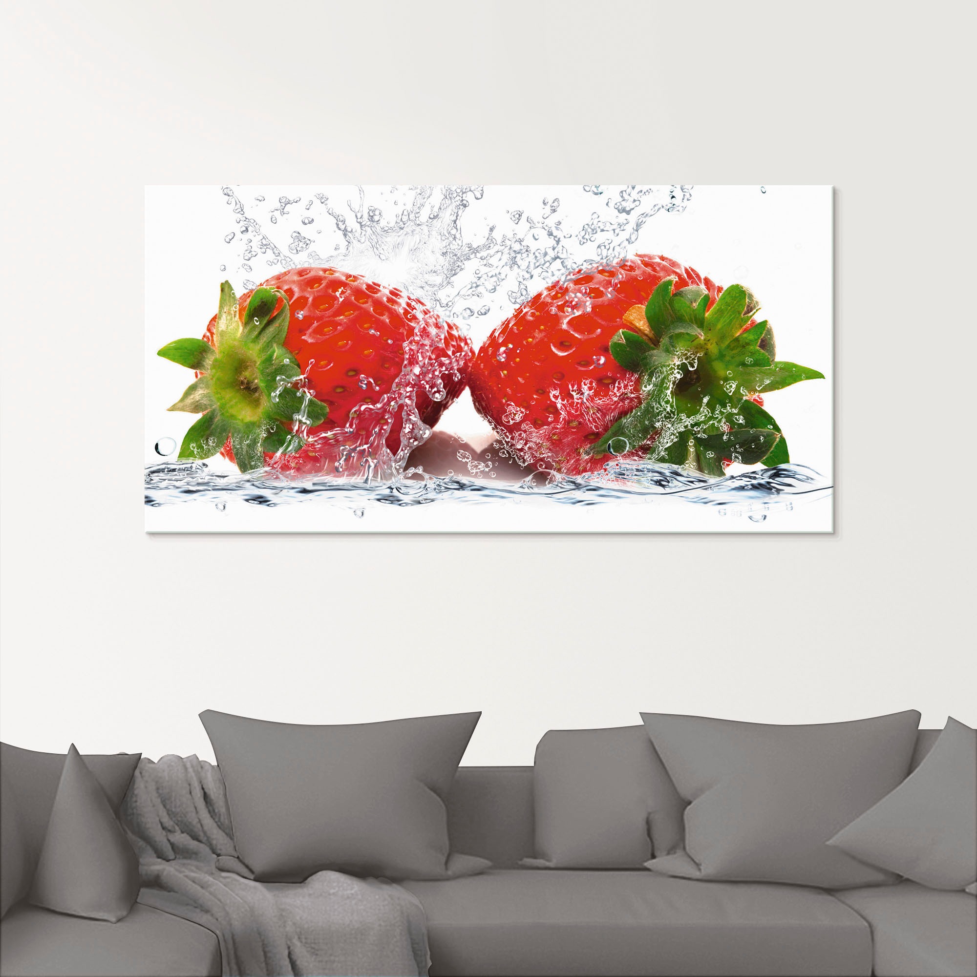 Artland Glasbild »Erdbeeren mit Spritzwasser«, Lebensmittel, (1 St.), in ve günstig online kaufen