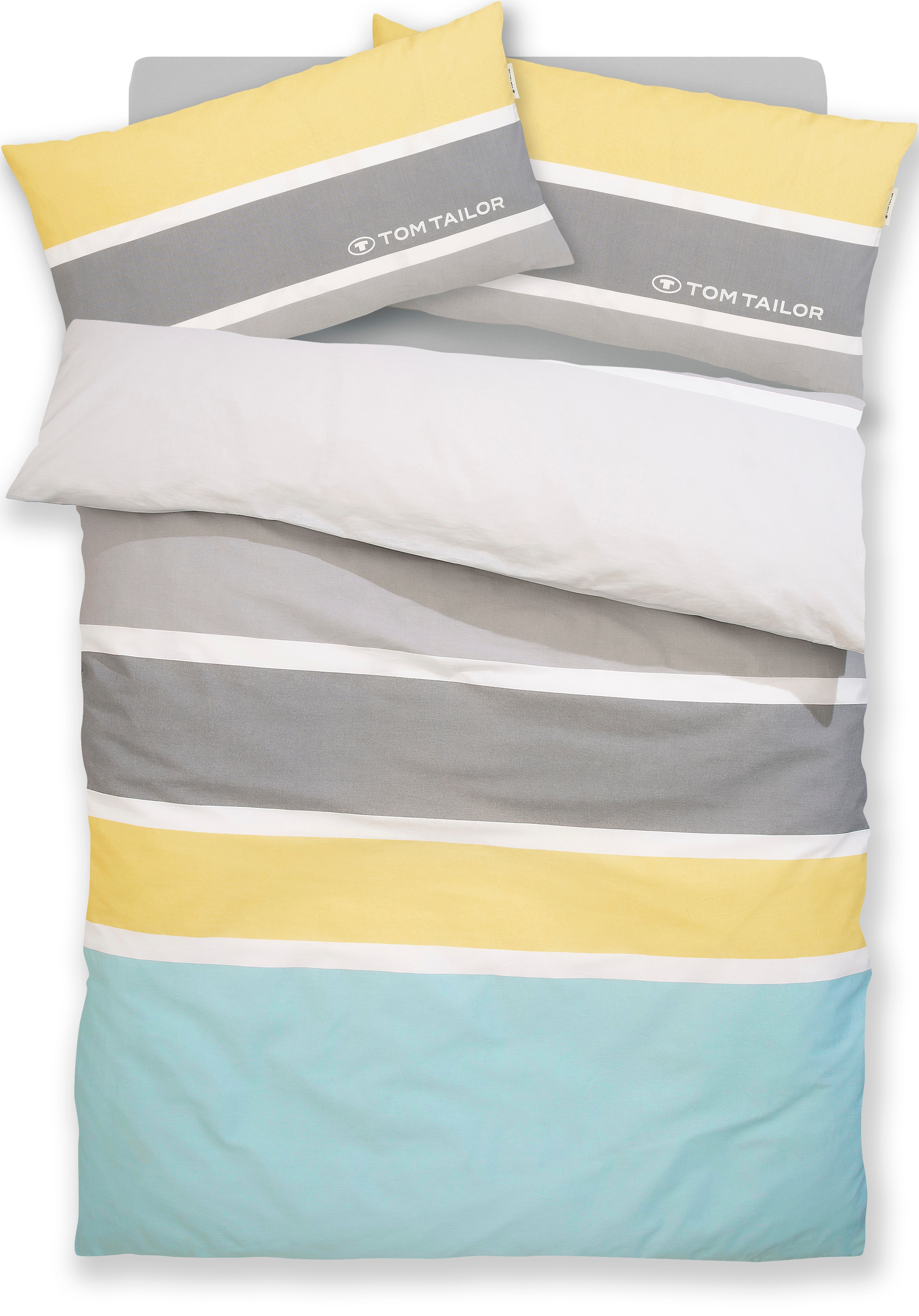 TOM TAILOR HOME Bettwäsche »Felix in Gr. 135x200 oder 155x220 cm«, mit GRATIS-Zugabe: Gästehandtuch (100% Baumwolle), mit Reißverschluss