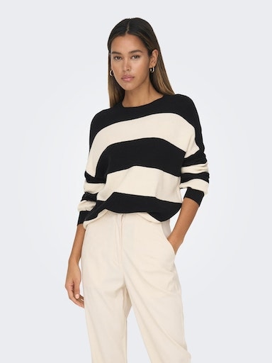 ONLY Strickpullover »ONLATIA L/S STRIPE PULLOVER KNT NOOS«, mit dem auffälligen Streifenmuster