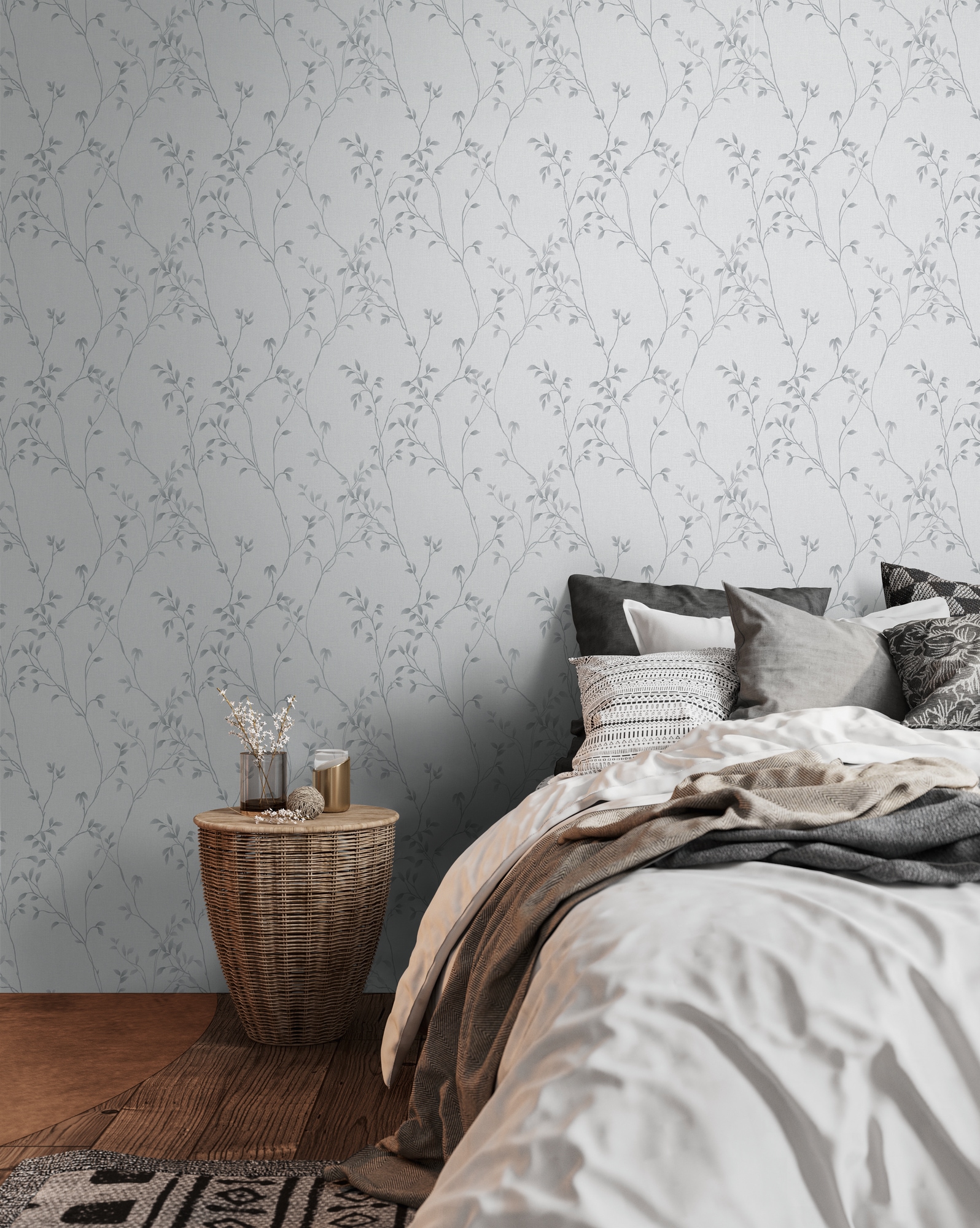 A.S. Création Vliestapete »Pure Elegance Tapete mit Blätterranken Mustertapete Floral Blattmotiv«, matt, Vliestapete Blatt-Motiv für Schlafzimmer Küche Wohnzimmer Blätterranke