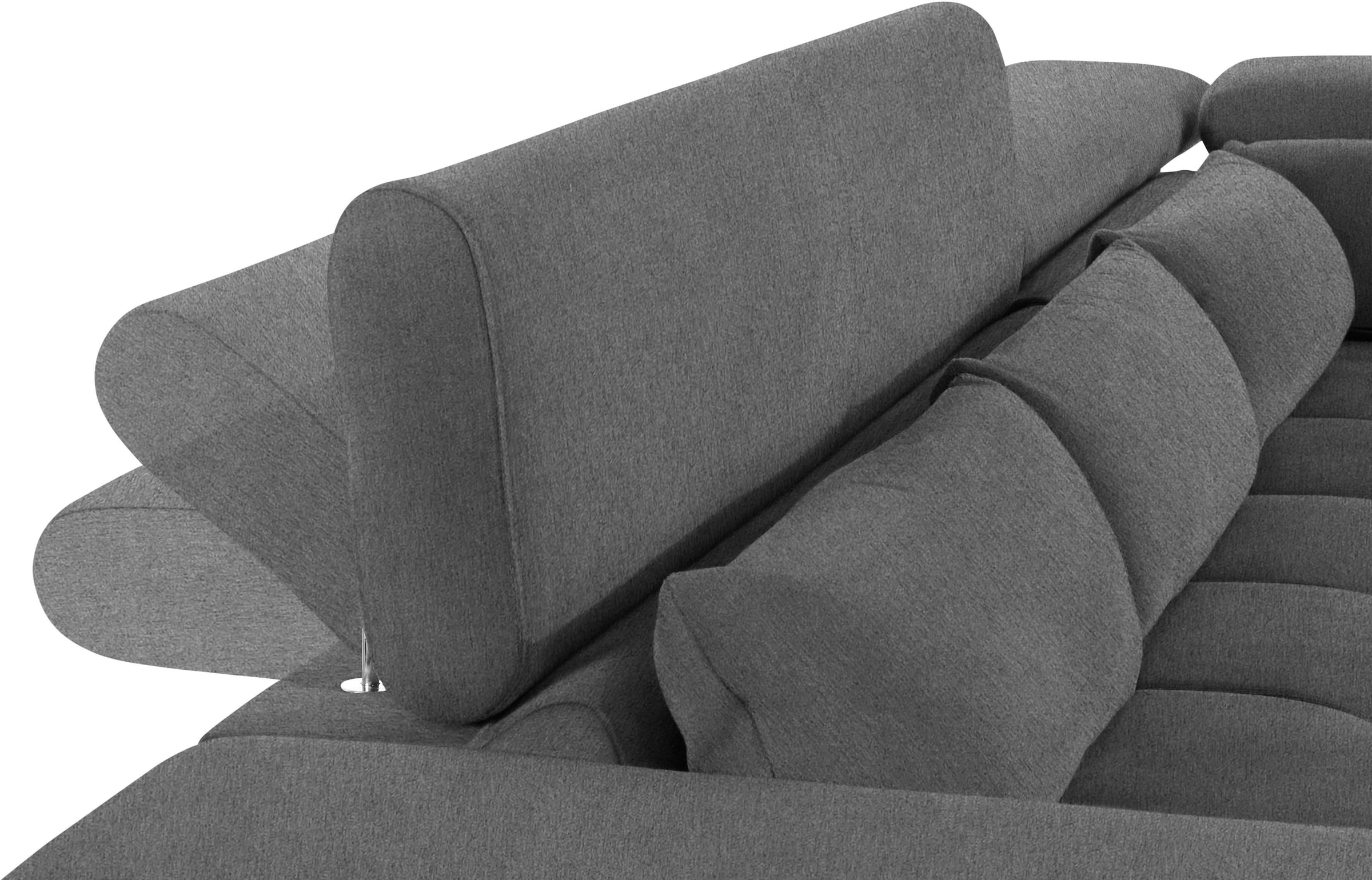 COTTA Ecksofa »Orion L-Form«, mit Kopfteilverstellung & 5 Nierenkissen