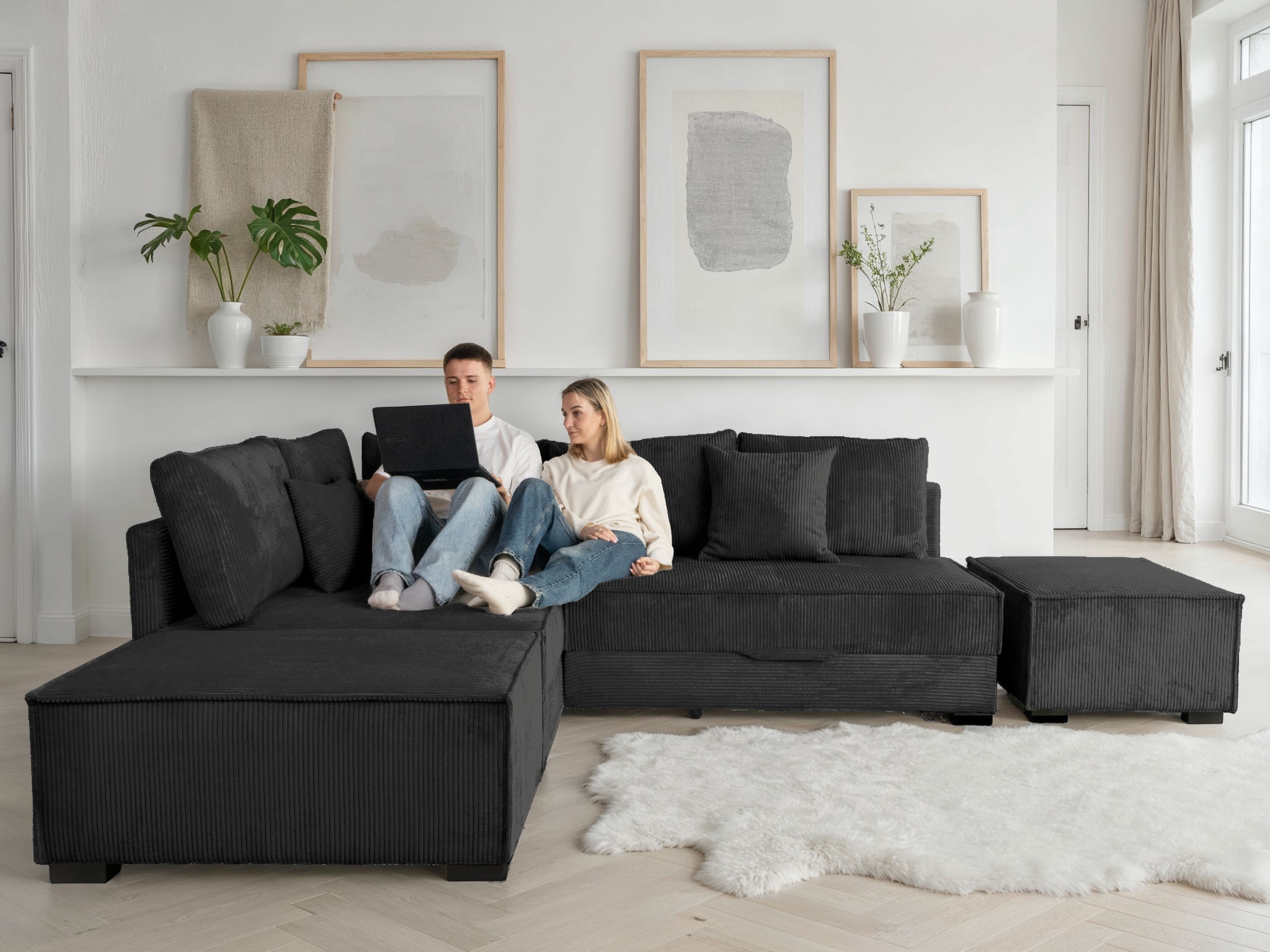 Home affaire Ecksofa inkl. Bettfunktion, Bettkasten, 3 Zierkissen, Boxsprin günstig online kaufen
