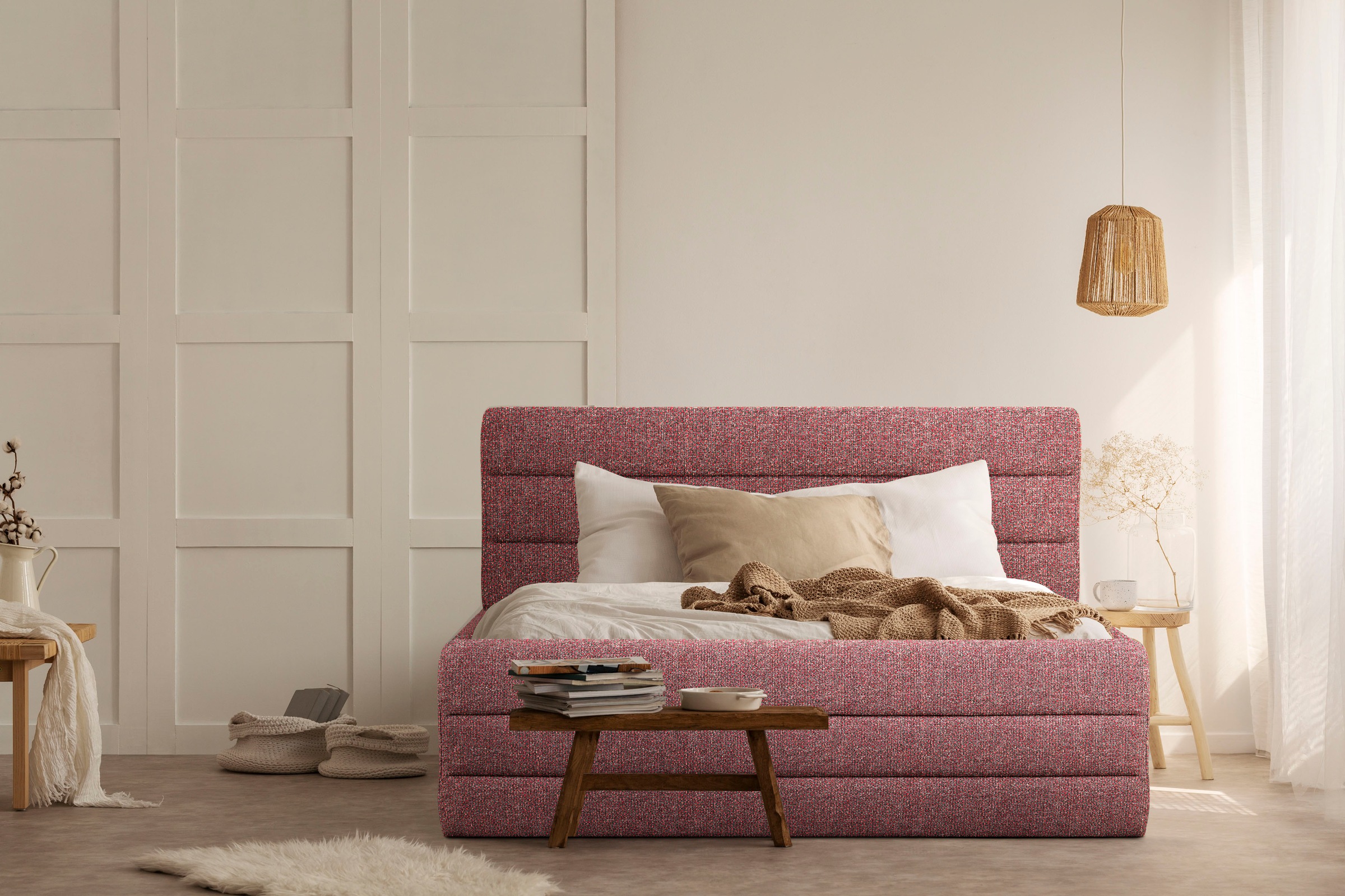 OTTO products Polsterbett "Merrit" Quernaht im Kopf- und Fußteil, in 5 Brei günstig online kaufen