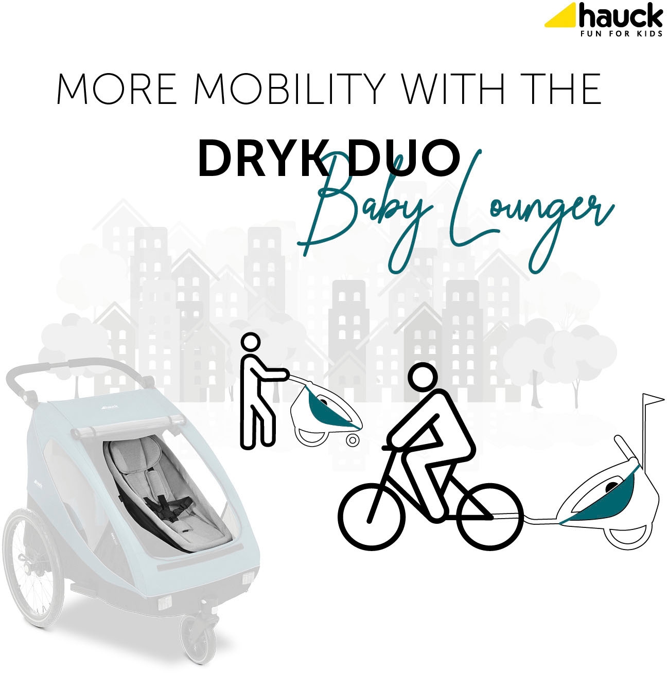 Hauck Fahrradkinderanhänger »Neugeboreneneinsatz Baby Lounger«, mit Beindecke und Kopfpolster, für Dryk Duo Fahrradanhänger