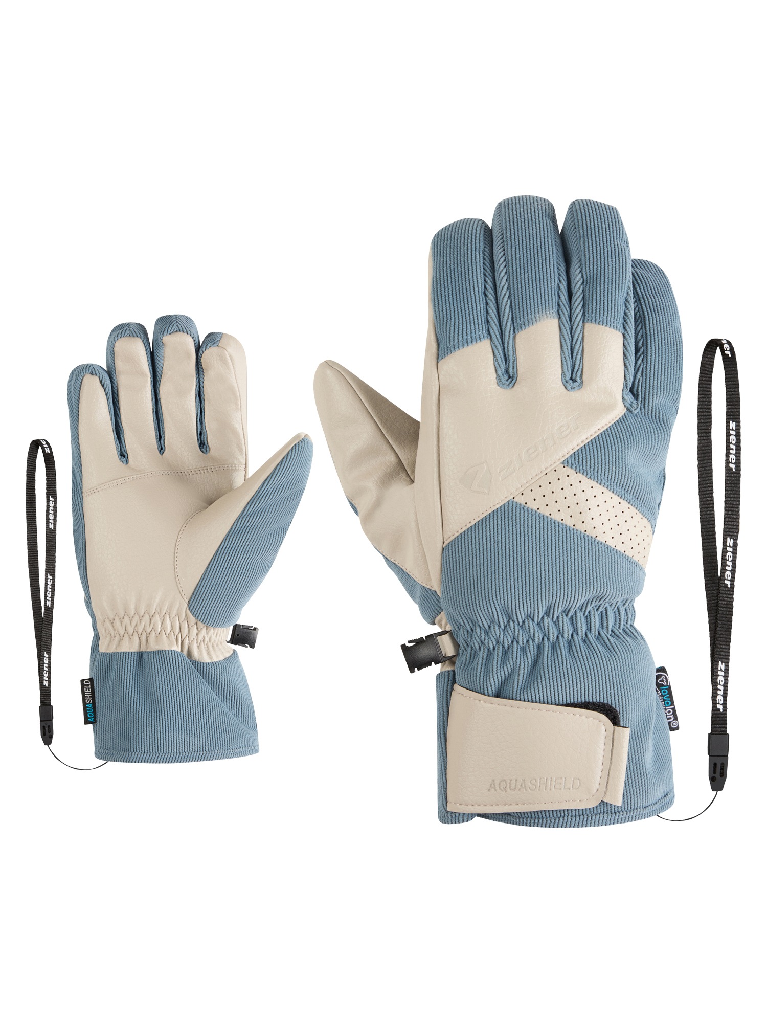 ZIENER Skihandschuhe »GETTER-Z AS AW glove man« iron sky cord 10.5 10.5 atmungsaktive, wasser- und winddichte AQUASHIELD Membran