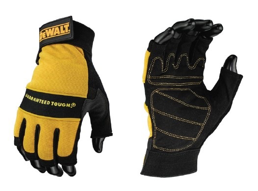 DeWalt Montage-Handschuhe »DPG23LEU Arbeitshandschuh: gepolsterter Handfläche Größe L (Nr. 10)«, Schutzhandschuhe, Arbeitsschutz, fingerlos