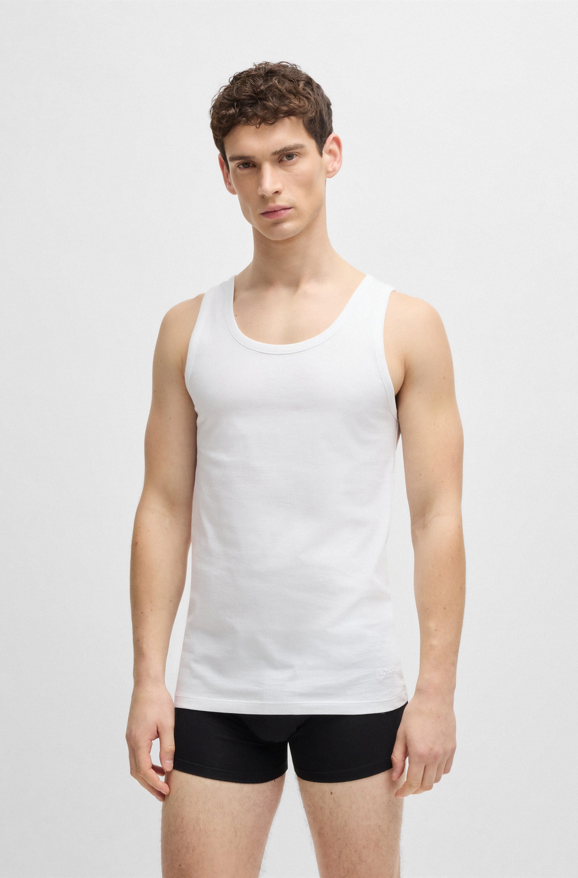 BOSS Unterhemd »Tank Top 3P CO«, (Packung, 3 St.), mit Rippbündchen