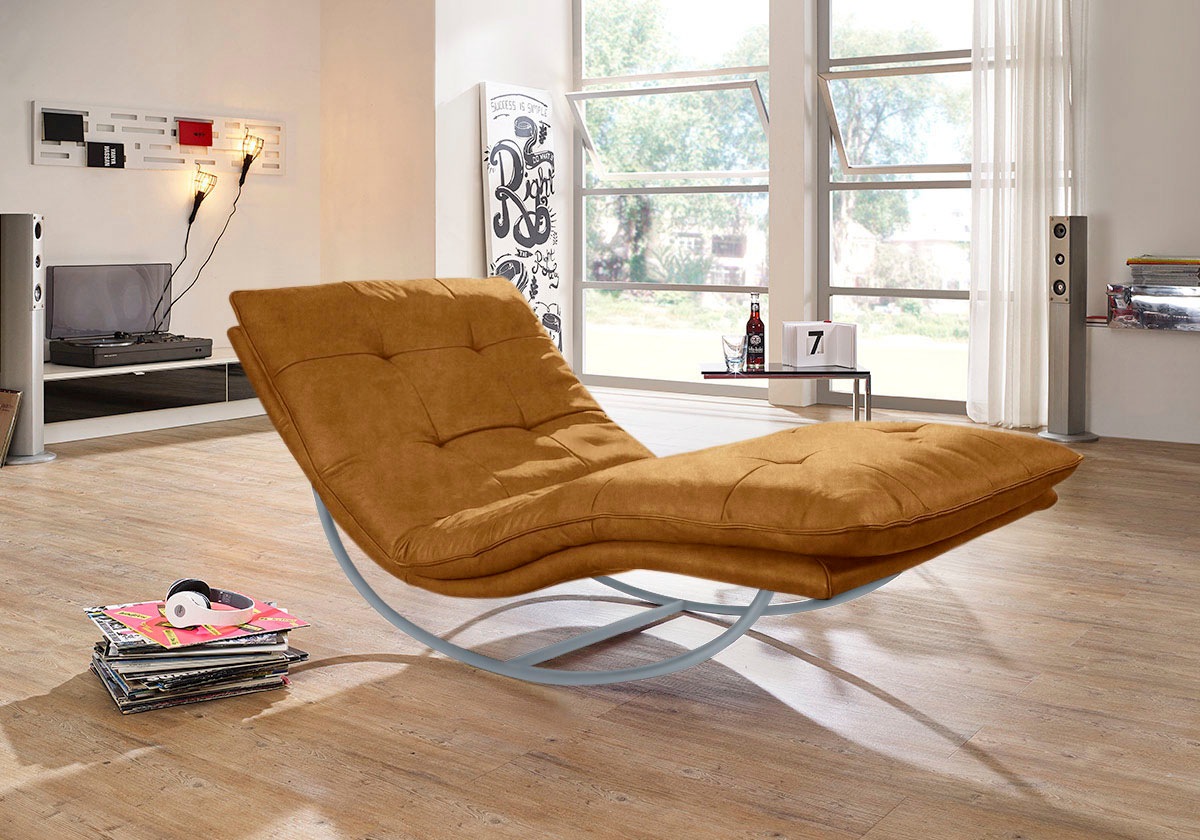 W.SCHILLIG Relaxliege »daily dreams«, in Waffelkissen-Optik, Schaukelgestell silber matt, in 2 Breiten