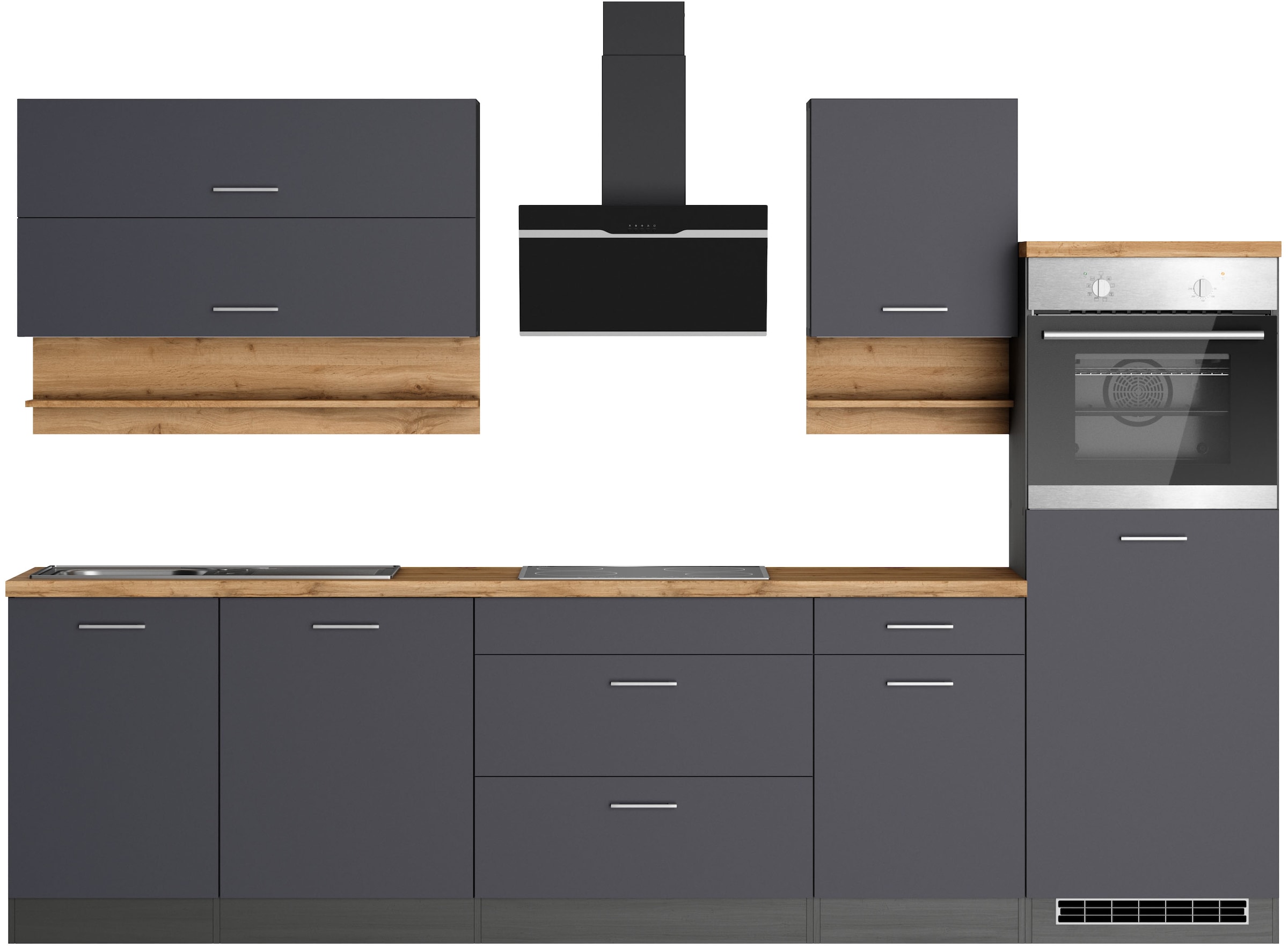 KOCHSTATION Küchenzeile »KS-Milan« 300 cm breit, robuste Metallauszüge, vie günstig online kaufen