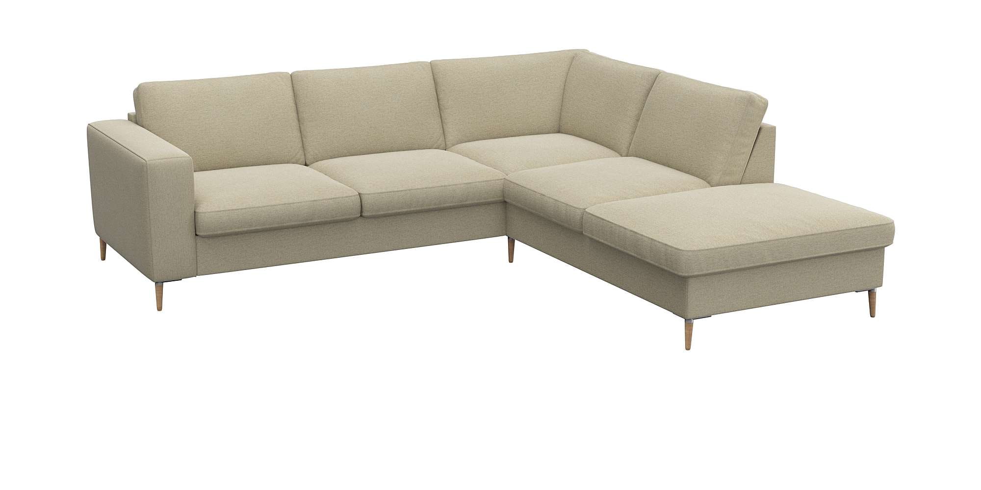 FLEXLUX Ecksofa "Fiore, L-Form", breite Armlehnen, Füße Alu/Eiche, B/T 241/ günstig online kaufen