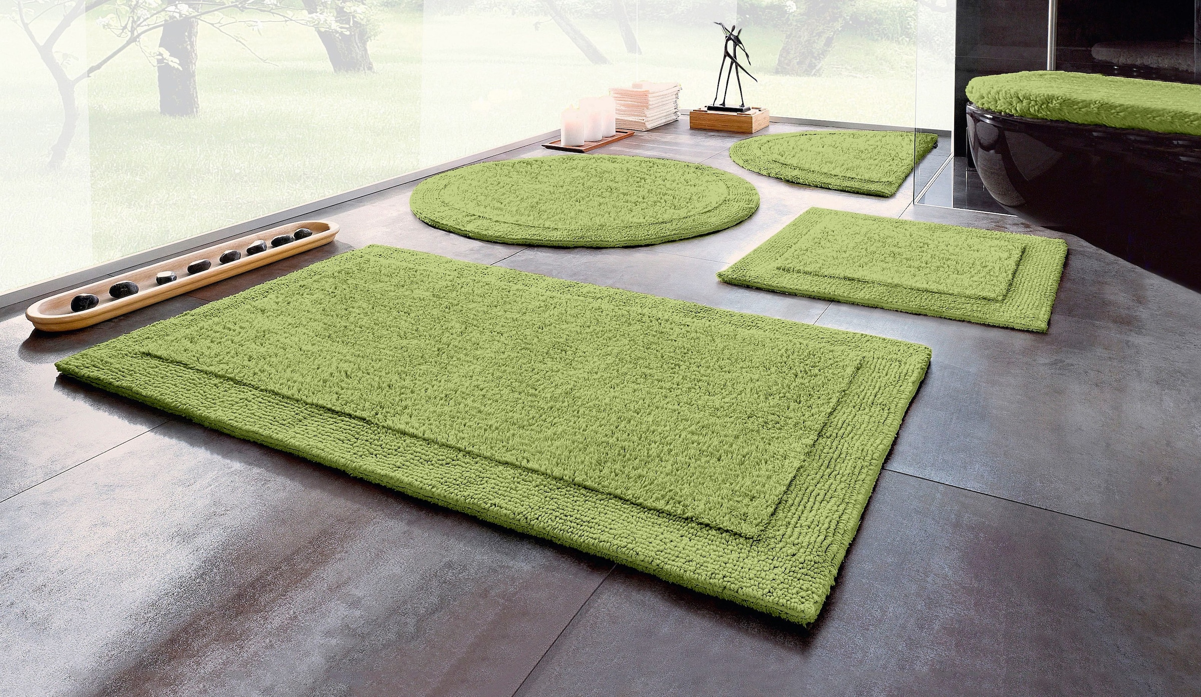 MY HOME Badematte »Kapra, Badvorleger, Badezimmer Teppich« Höhe 14 mm beidseitig nutzbar fußbodenheizungsgeeignet strapazierfähig mit Bordüre,...