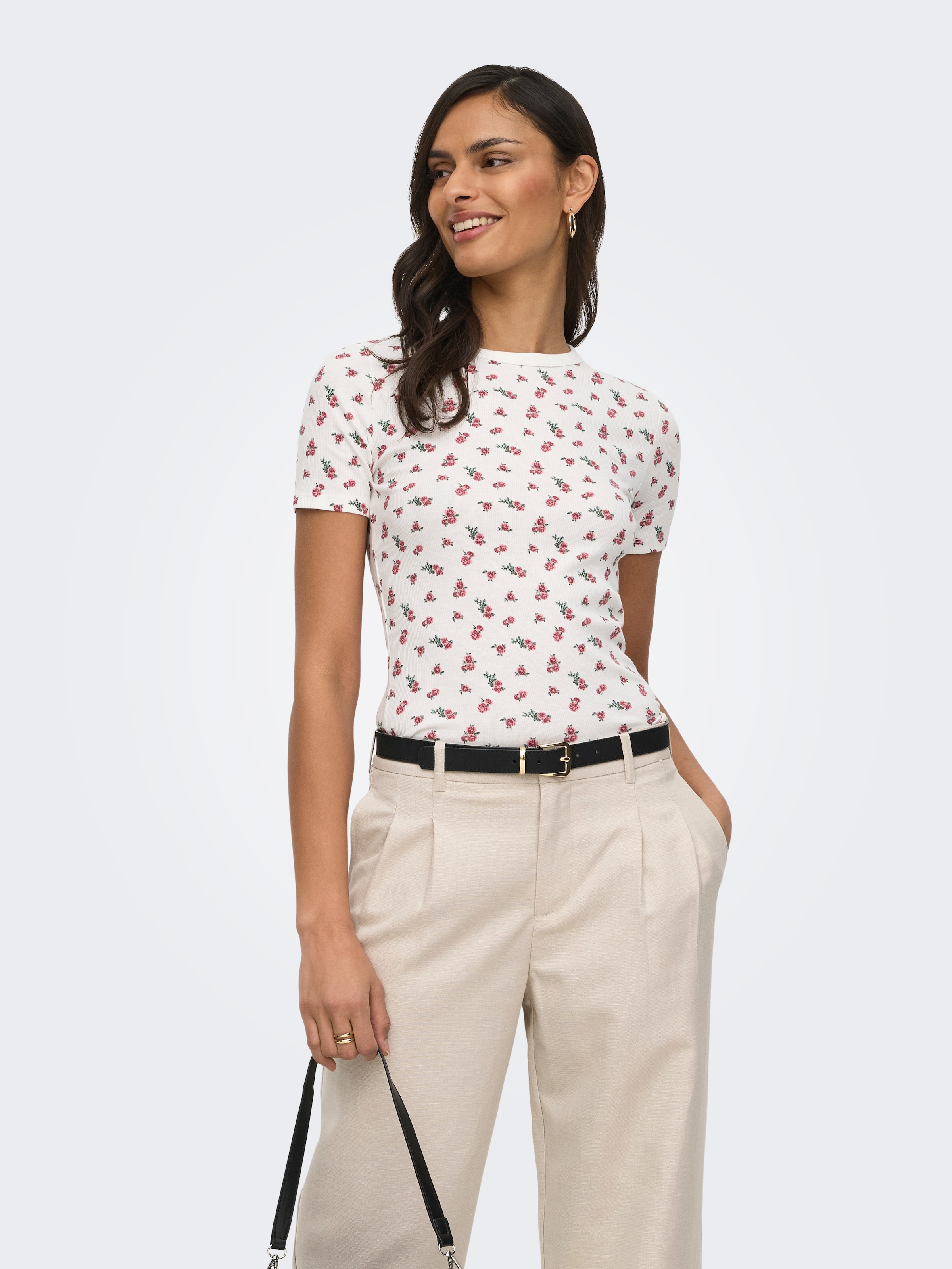 JDY Kurzarmshirt »JDYLUCKY S/S O NECK TOP JRS DIA« Baumwollmischung, slim fit
