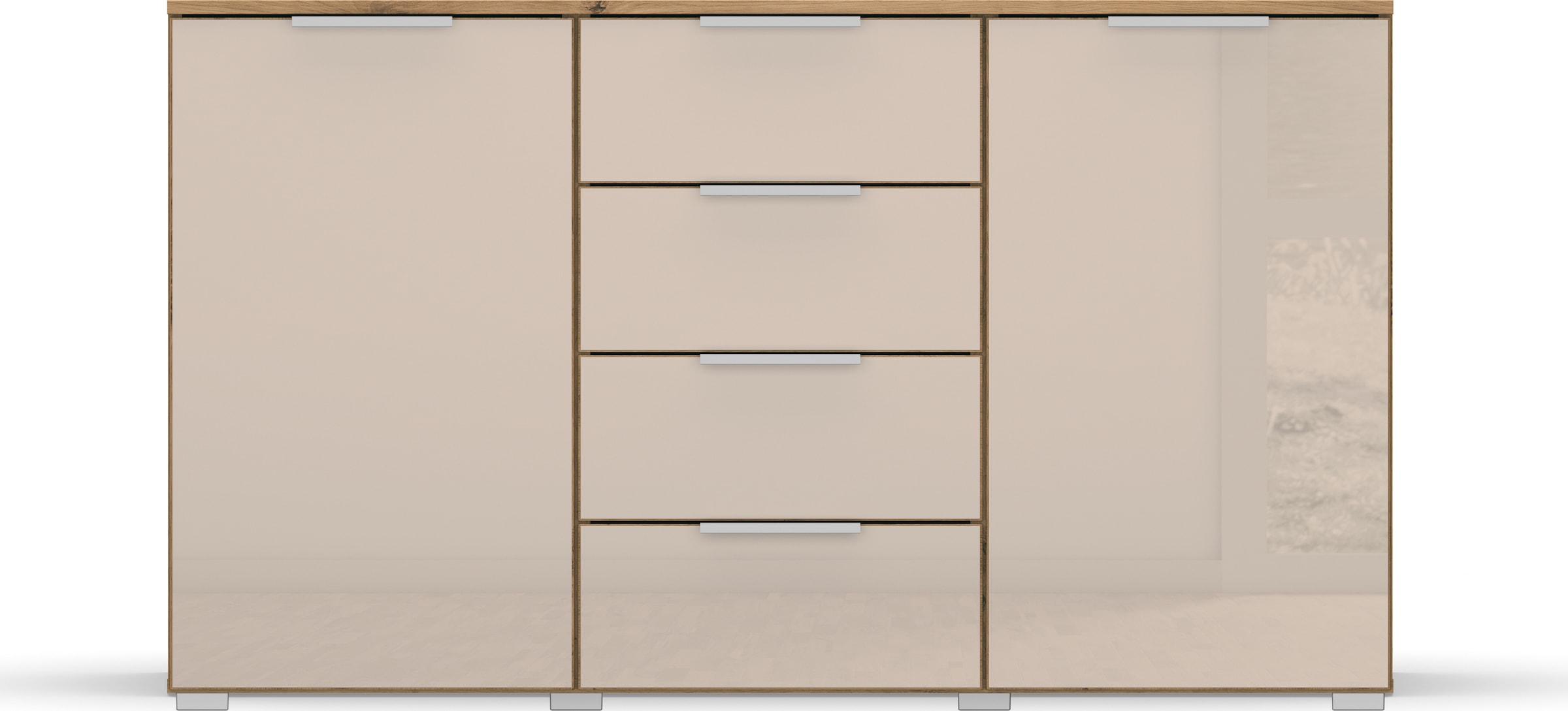 rauch Schubkastenkommode »Sideboard Kommode Kombikommode KOLUNA mit Glasfront«, mit 4 Schubkästen und 2 Türen sowie Metallgriffen MADE IN GERMANY