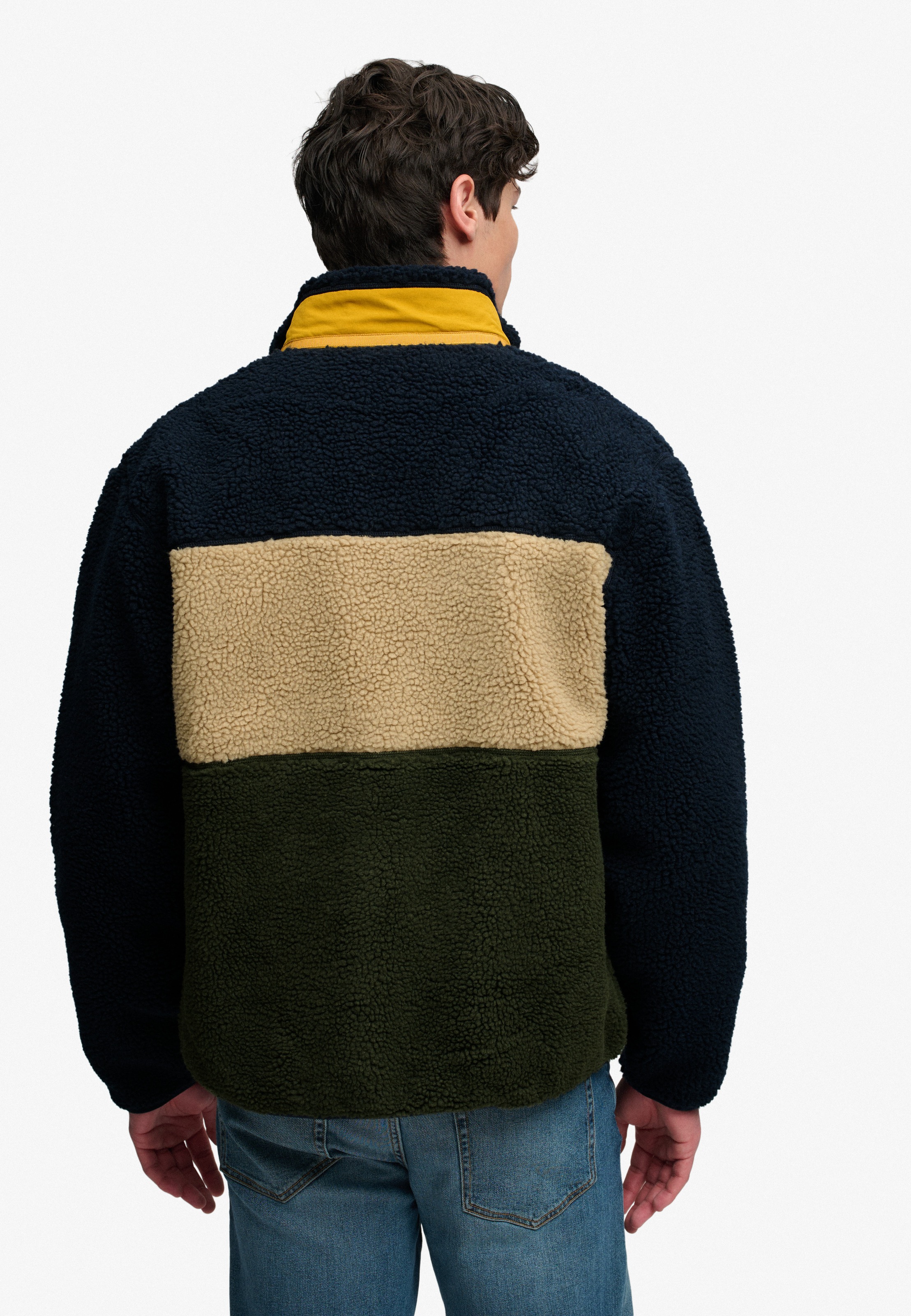 Superdry Sweatjacke »COLOUR BLOCK RETRO ZIP FLEECE« Kunstfaser, relaxed fit