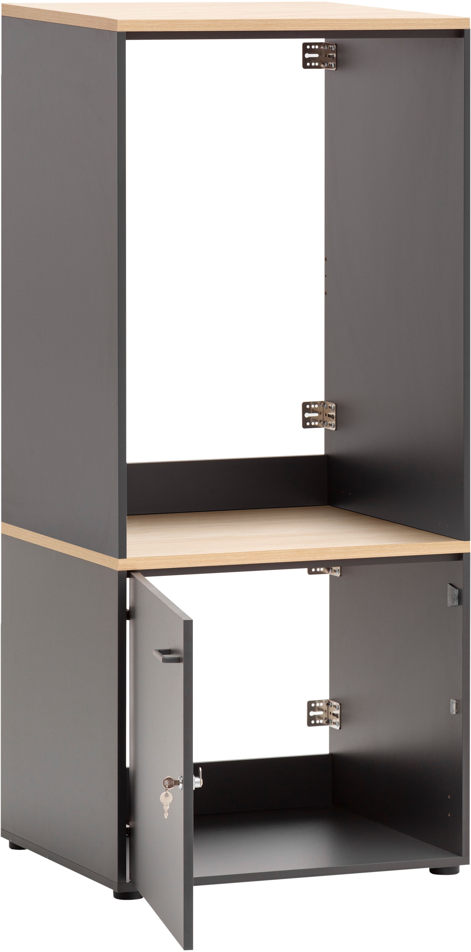 Schildmeyer Mehrzweckschrank-Set »Solea«, Breite 134 cm, Stapelbare Schränke, Metallbeschläge, Türschloss