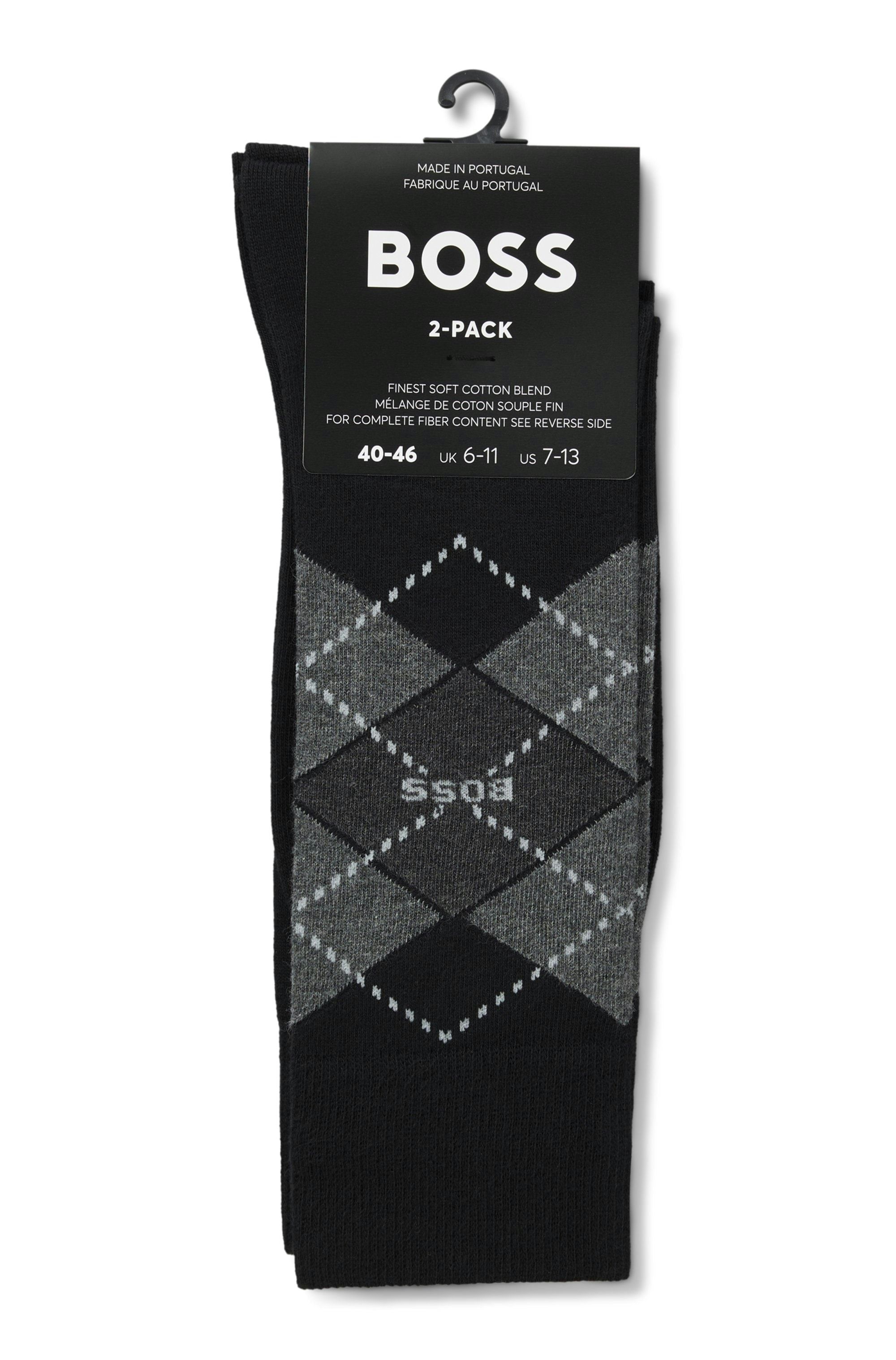 BOSS Socken »2P RS Argyle CC« Packung, 2 Paar tlg. mit BOSS Schriftzug
