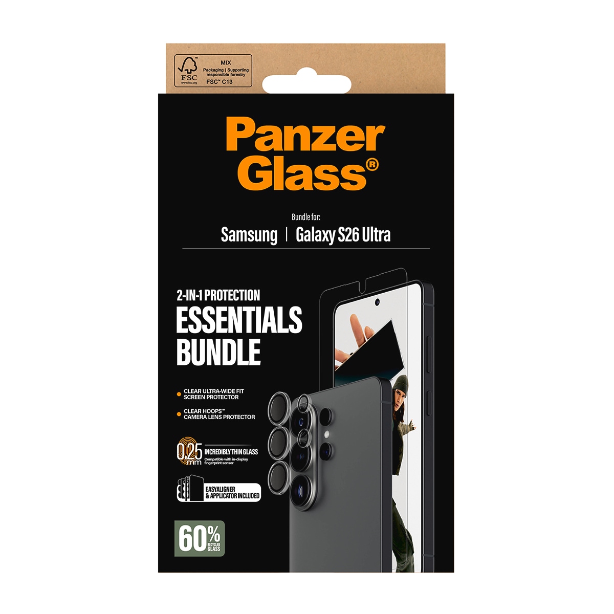 CARE by PanzerGlass Displayschutzglas »2-in-1 Protection Essentials Bundle« für Samsung Galaxy S26 Ultra Displayschutzfolie, Schutzfolie, Kameraschutz, kratz- & stoßfest