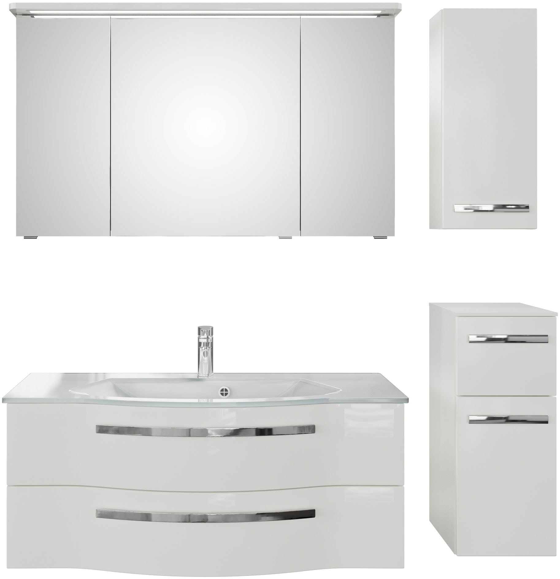 Saphir Badmöbel-Set »Serie 4005, vormontiert, Glaswaschbecken, Spiegelschra günstig online kaufen